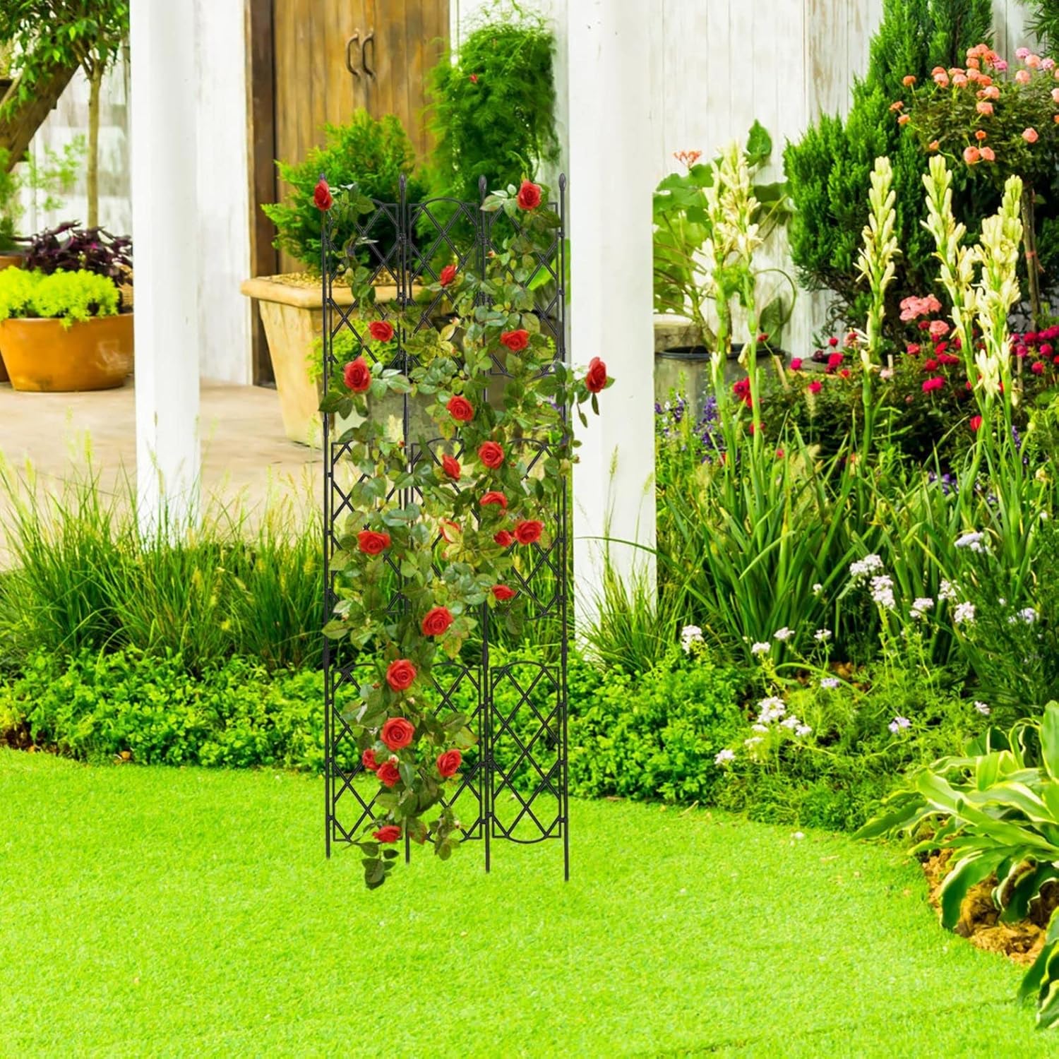 Yardwe Garden Supplies 1 Set Climbing Plants Trellis Metal Garden Plant Stands Trellis for Wisteria