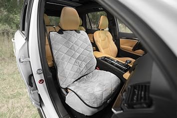Plush Paws Products, Copilot Bucket Car Seat Protector with Diamond Stitching, Washable and Waterproof Front Seat Cover for Car, Truck, and SUV, Nonslip Dog Seat Cover, Grey