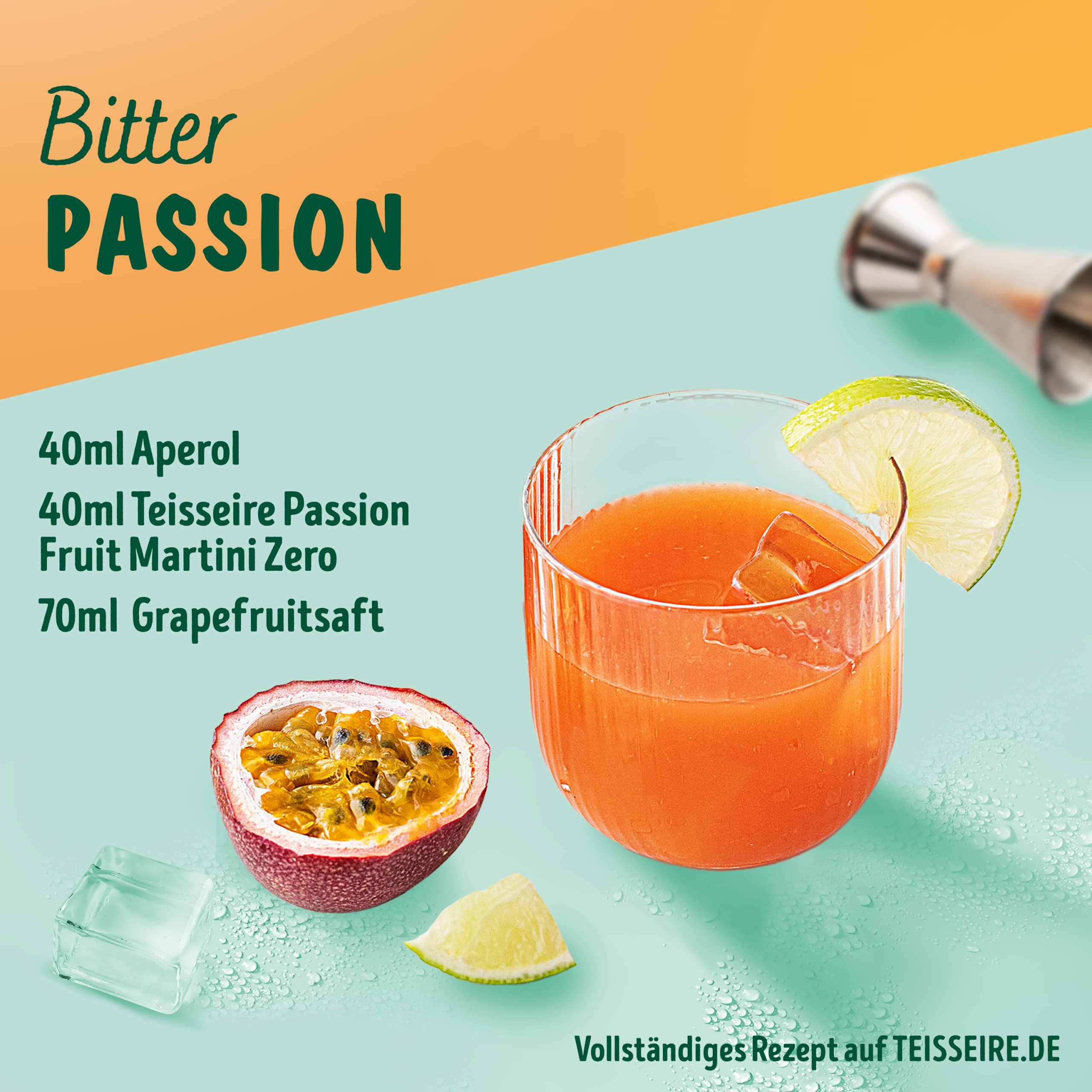 Teisseire Passion Fruit Martini Zero – per bibite analcoliche con autentico sapore da cocktail Martini Maracuaja, 6 x 600 ml