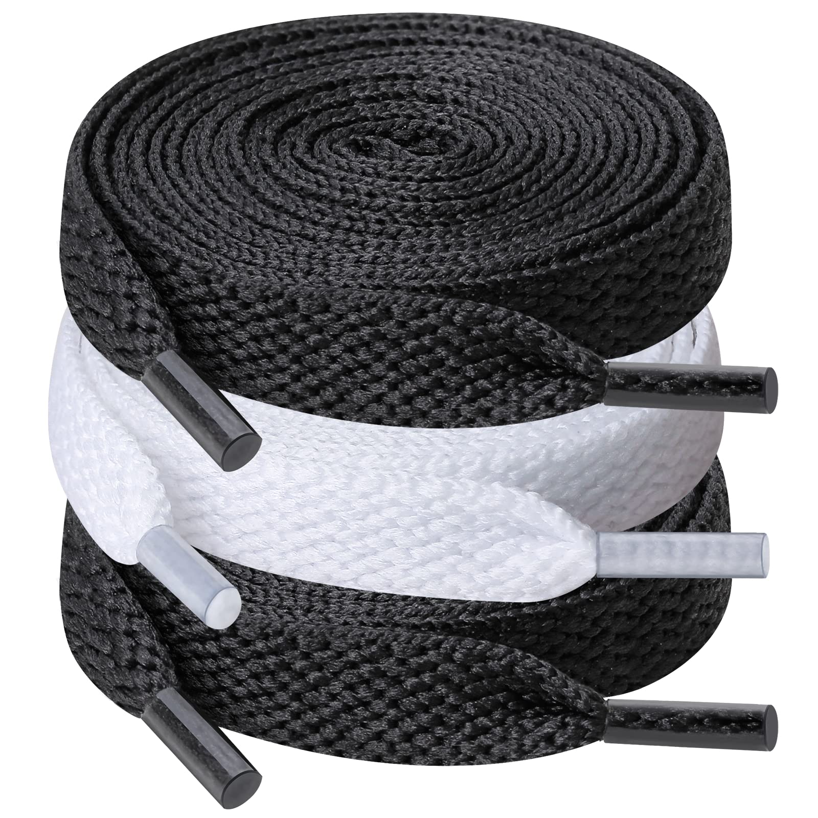 UpUGo 3 Paar Schnürsenkel, 8mm Breit Flache Schnürsenkel für Turnschuhe, Sport, Laufen, Erwachsene