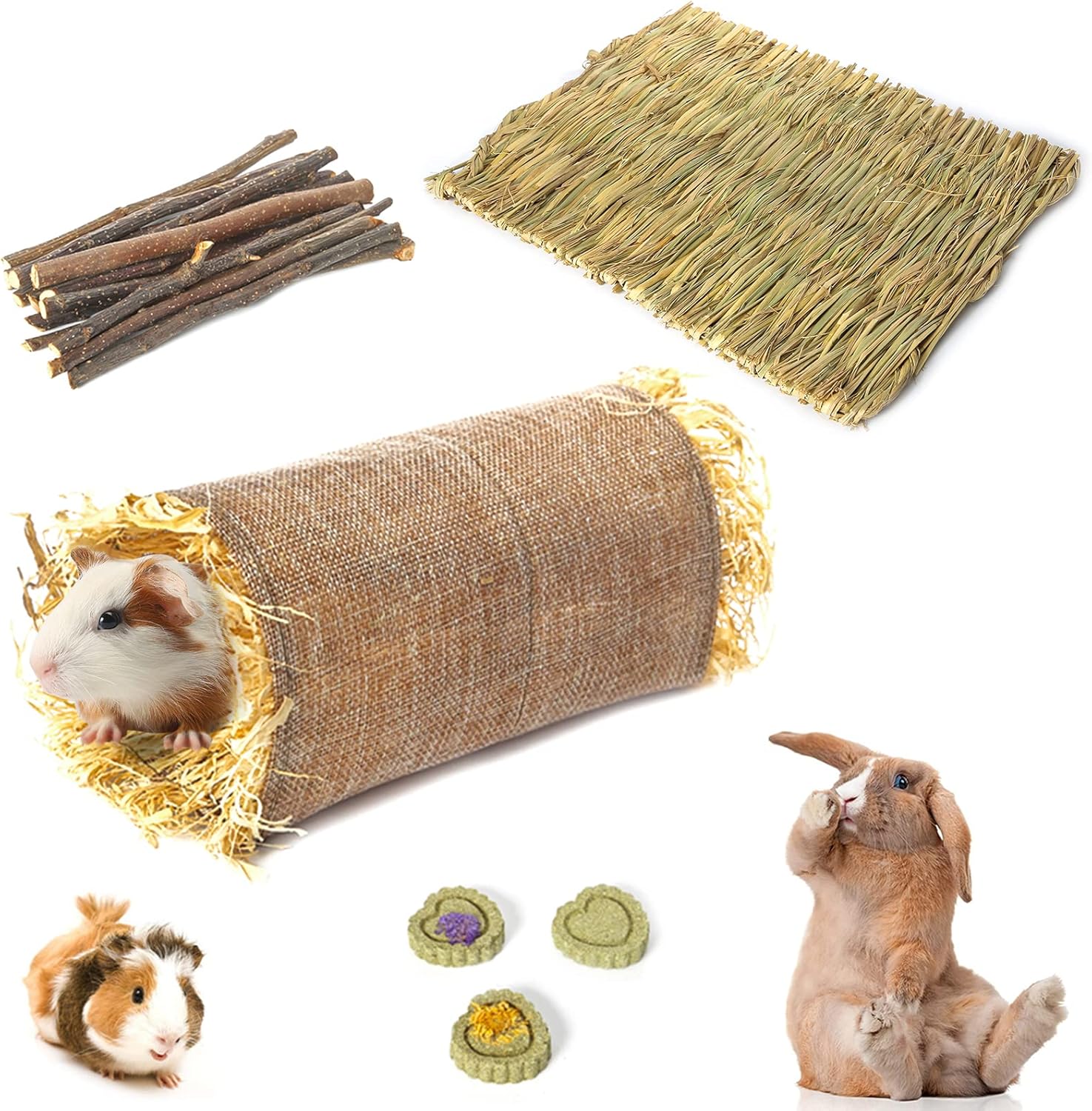 HGPOKLVT Guinea Pig Tunnels, Small Animals Folding Hideout