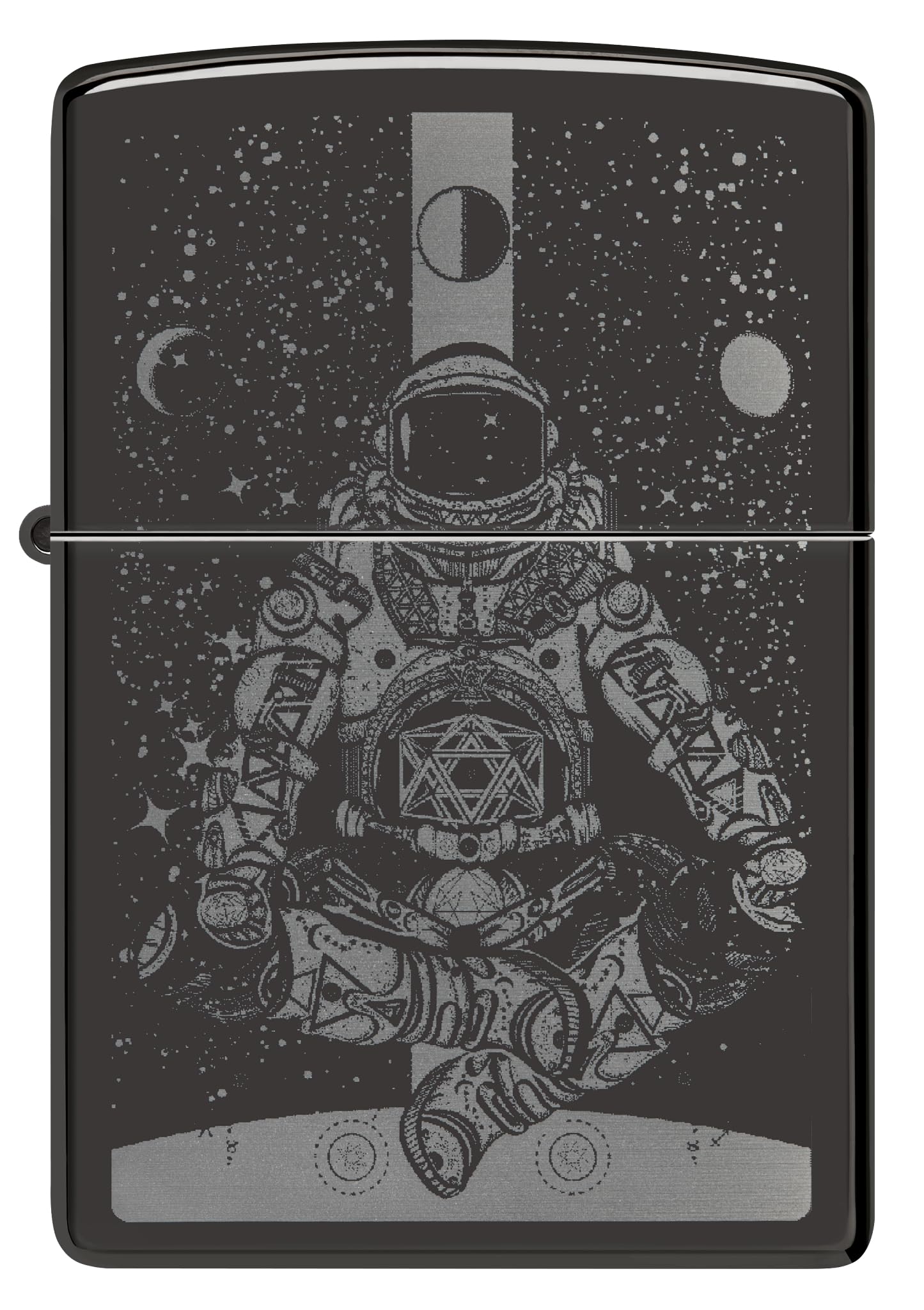 Zippo Accendino antivento astronauta nello spazio, stampa fotografica, ricaricabile, design antivento, confezione regalo, prodotto negli Stati Uniti, nero con lucentezza ottimale