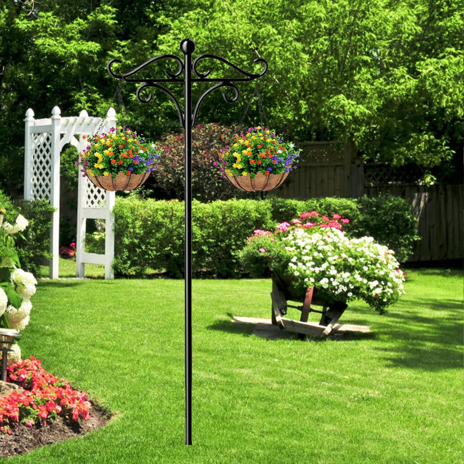 Gancio da Giardino per Piante Sospese, Decorazione, Supporto per Mangiatoia per Uccelli, Supporto per Vasi di Fiori Sospesi, Mangiatoia per Uccelli, L, Altezza 190cm
