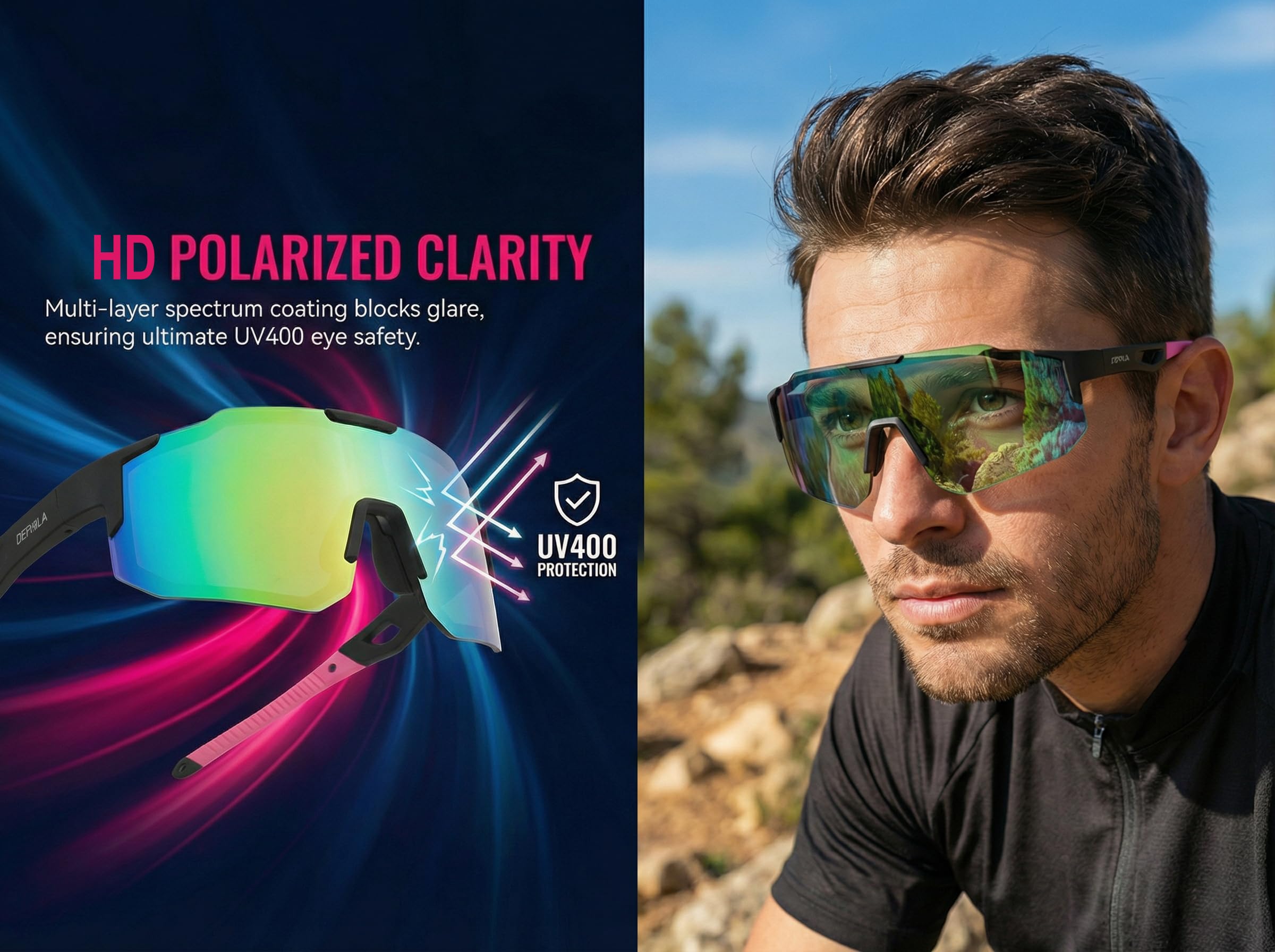 Occhiali da sole sportivi polarizzati per uomo e donna, occhiali da sole per adolescenti, baseball, ciclismo, ciclismo, protezione UV400