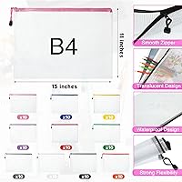 Vista 2 de Paquete de 100 bolsas de malla con cremallera para lápices, bolsa de archivos transparente a granel, bolsa impermeable para documentos, multiusos