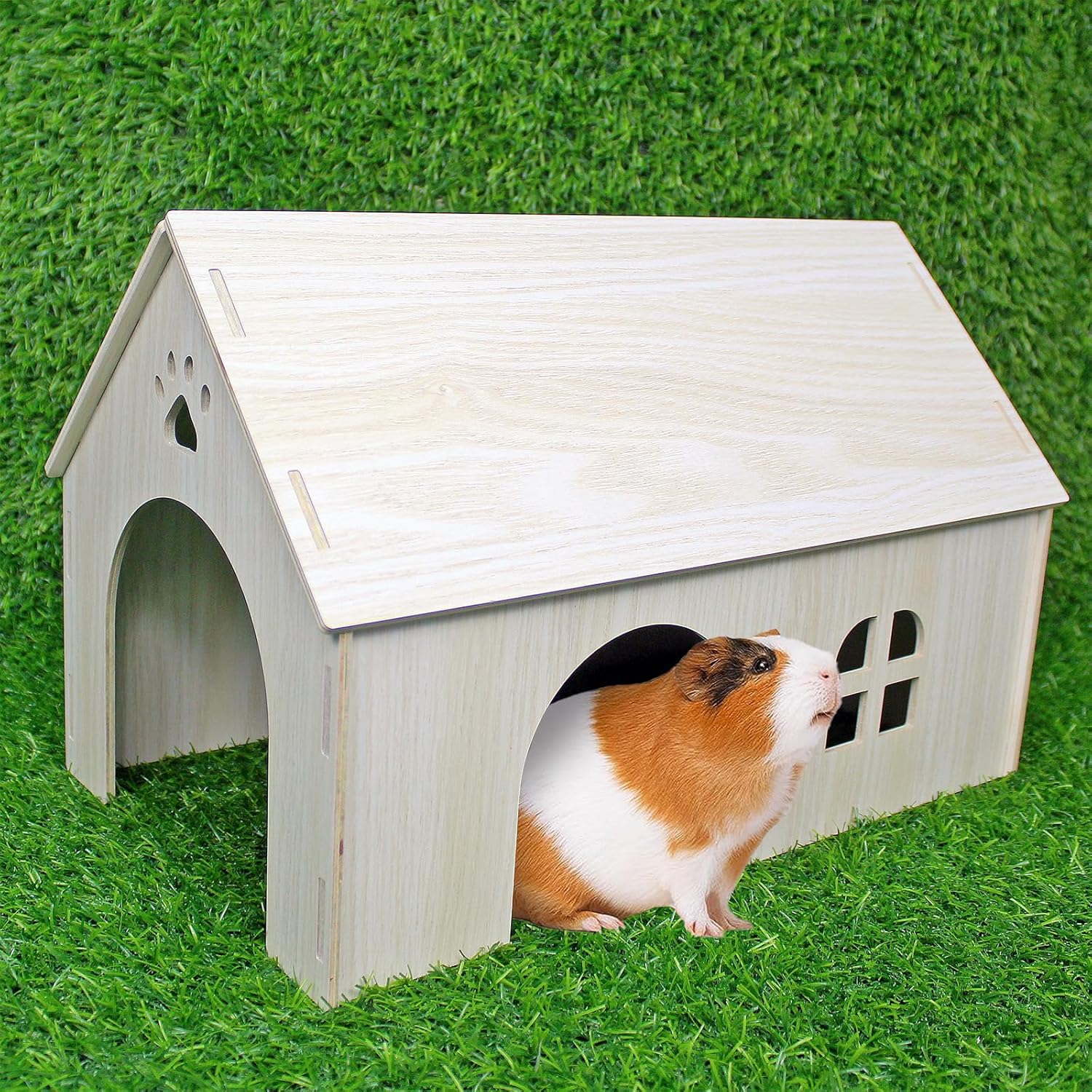 YankMooM Wooden Guinea Pig House,40 x 24 x 26 cm Large Guinea Pig ...