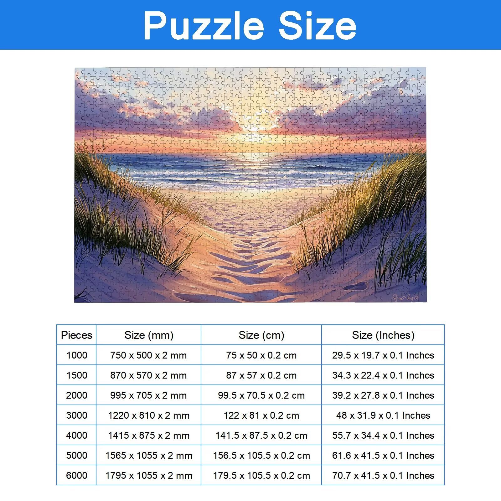 Puzzle 6000 Pezzi Spiaggia, Puzzle Paesaggio 6000 Pezzi Arte per Adulti e Bambini, Misura: 179.5x105.5 cm, Puzzles Legno per Adulti con Squisita Scatola di Imballaggio, per Regalo Donna e Uomo, -8855