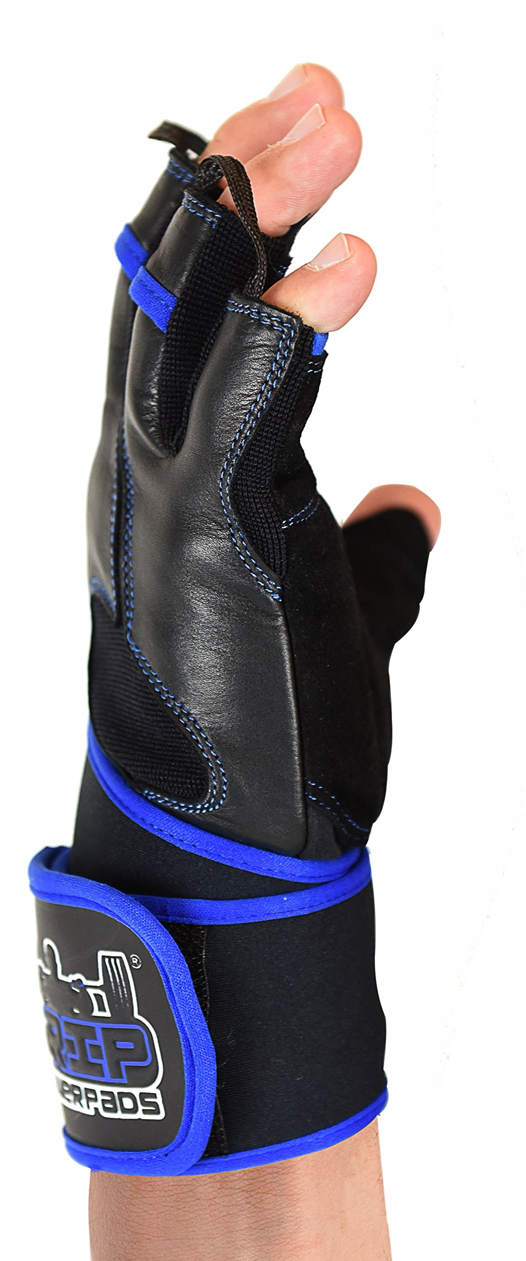 Gym Gloves - Ranger with Built in 2" Wide Wrist Wraps Design for Weight Lifting, Power Lifting, Bodybuilding & Strength Training Workout Exercises (Black & Blue, Large 8 1/8" - 8 1/2")