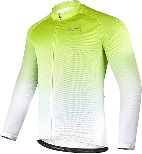 Miniatura 6 de ROTTO Camiseta de ciclismo para hombre manga larga color degradado L A0 azul marino-rojo, A1 azul marino-blanco, A2 Blue-Dark Blue, B1 Red-Dark