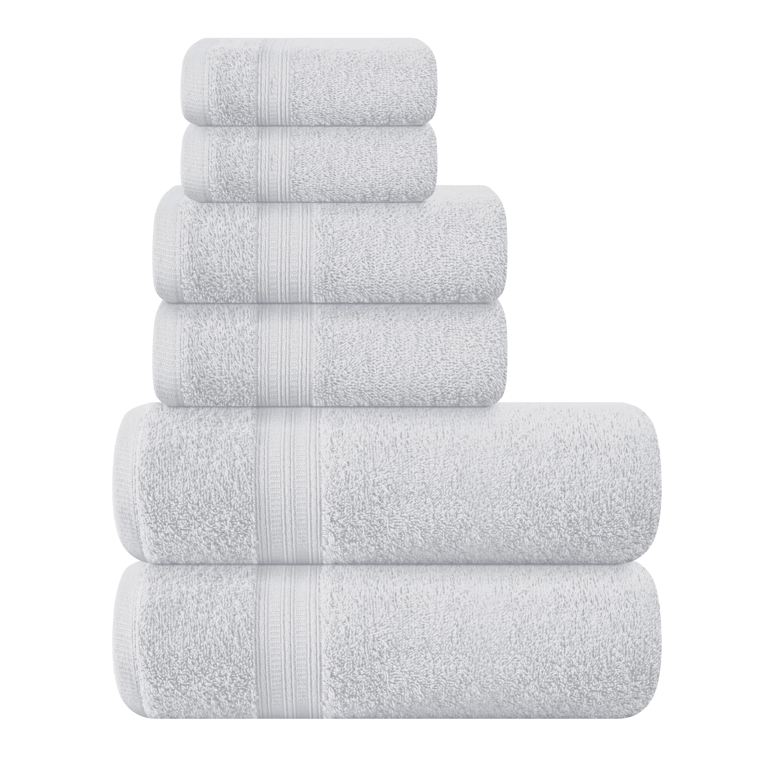 BOUTIQUO 6 Pack Cotton Towel Set Contains 2 Bath Towels 27x54 inch 2 Hand Towels 16x24 inch 2