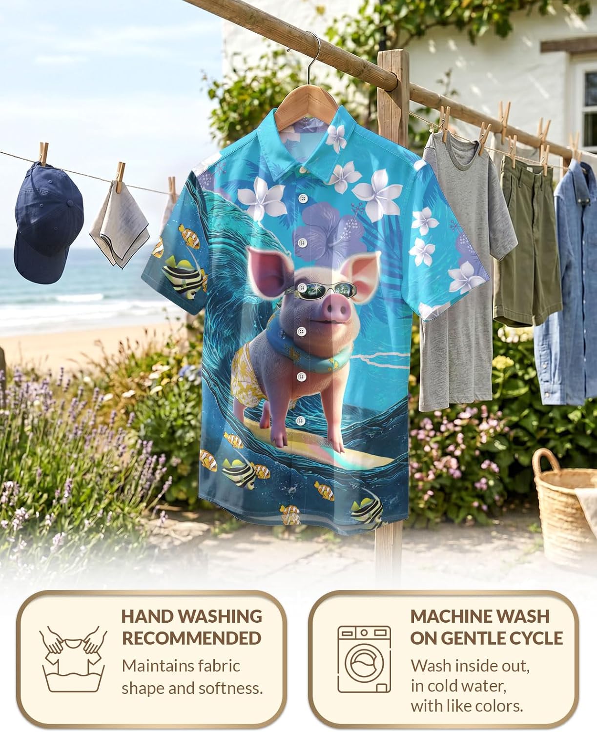 Men's Vibrant Tropical Beach Shirt - Colorful Flamingo Floral Button Down - Funky Summer Party Short Sleeve Shirt