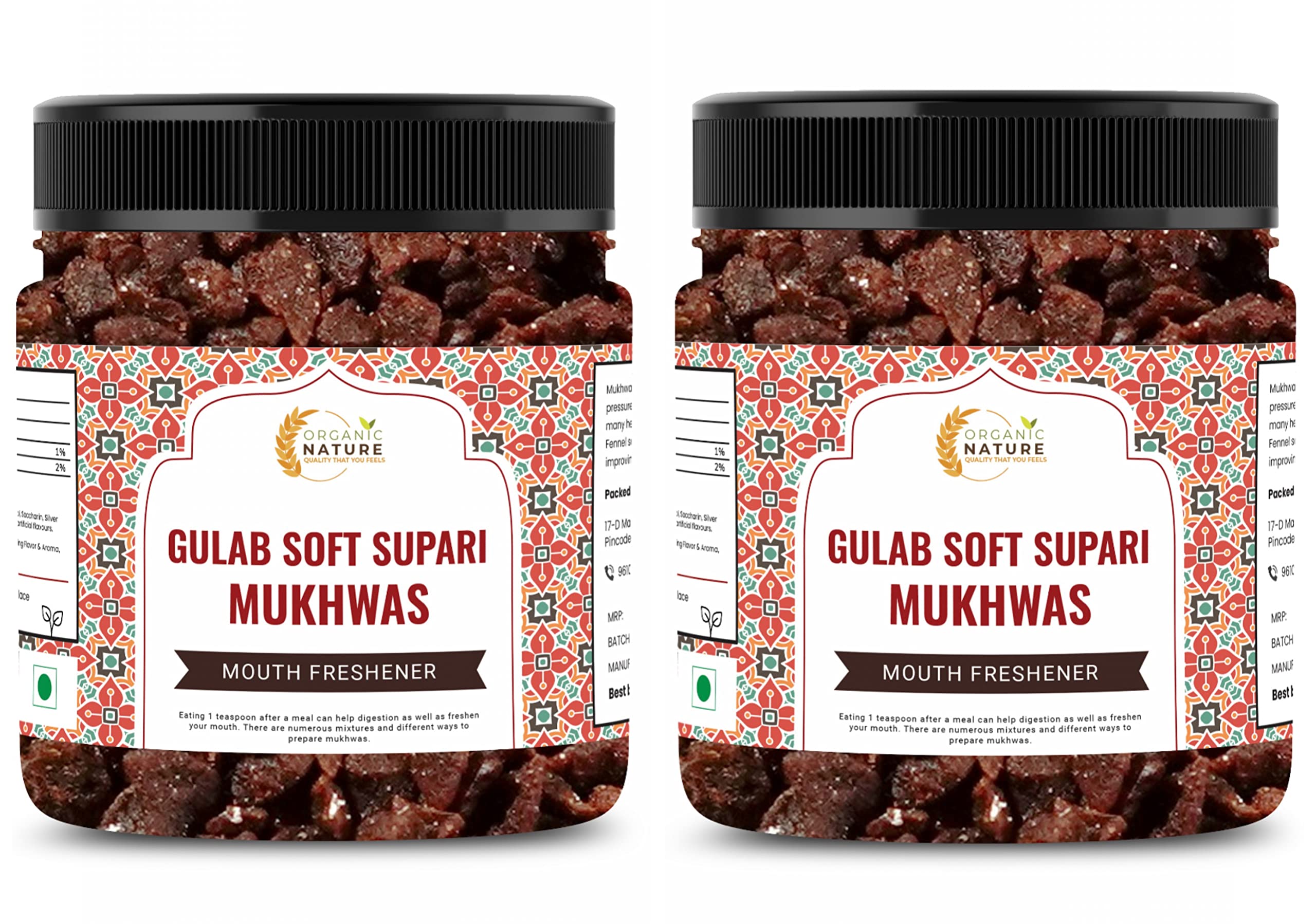 Organic Nature Soft Gulab Supari Mouth Freshener Sweet Rose Supari (Jar Pack) (600 Grams (Pack of 2 of 300 Grams))