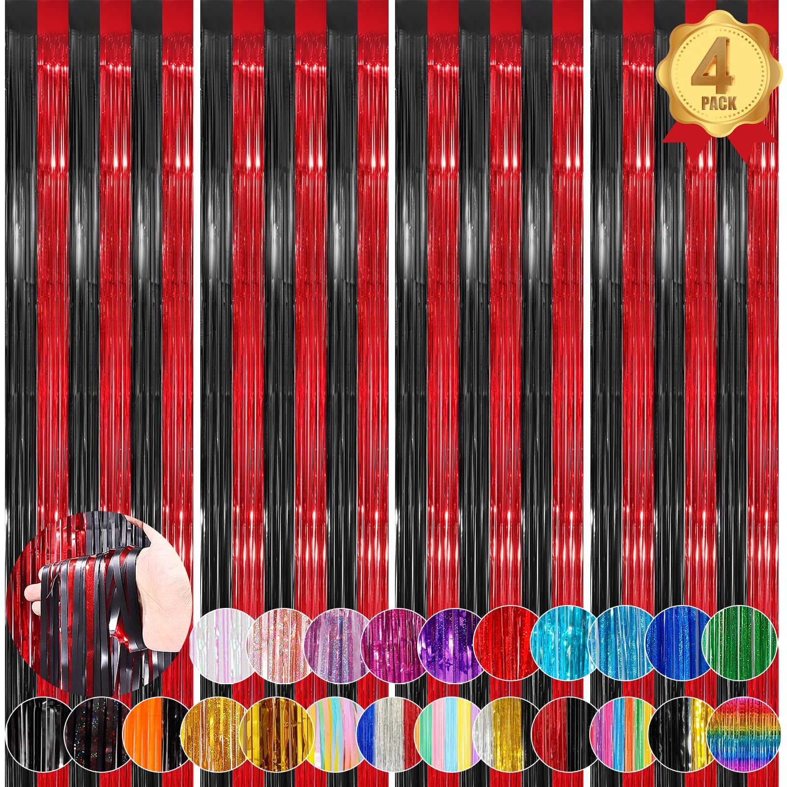 Black Foil Fringe Backdrop - 2 Pack Streamers -22