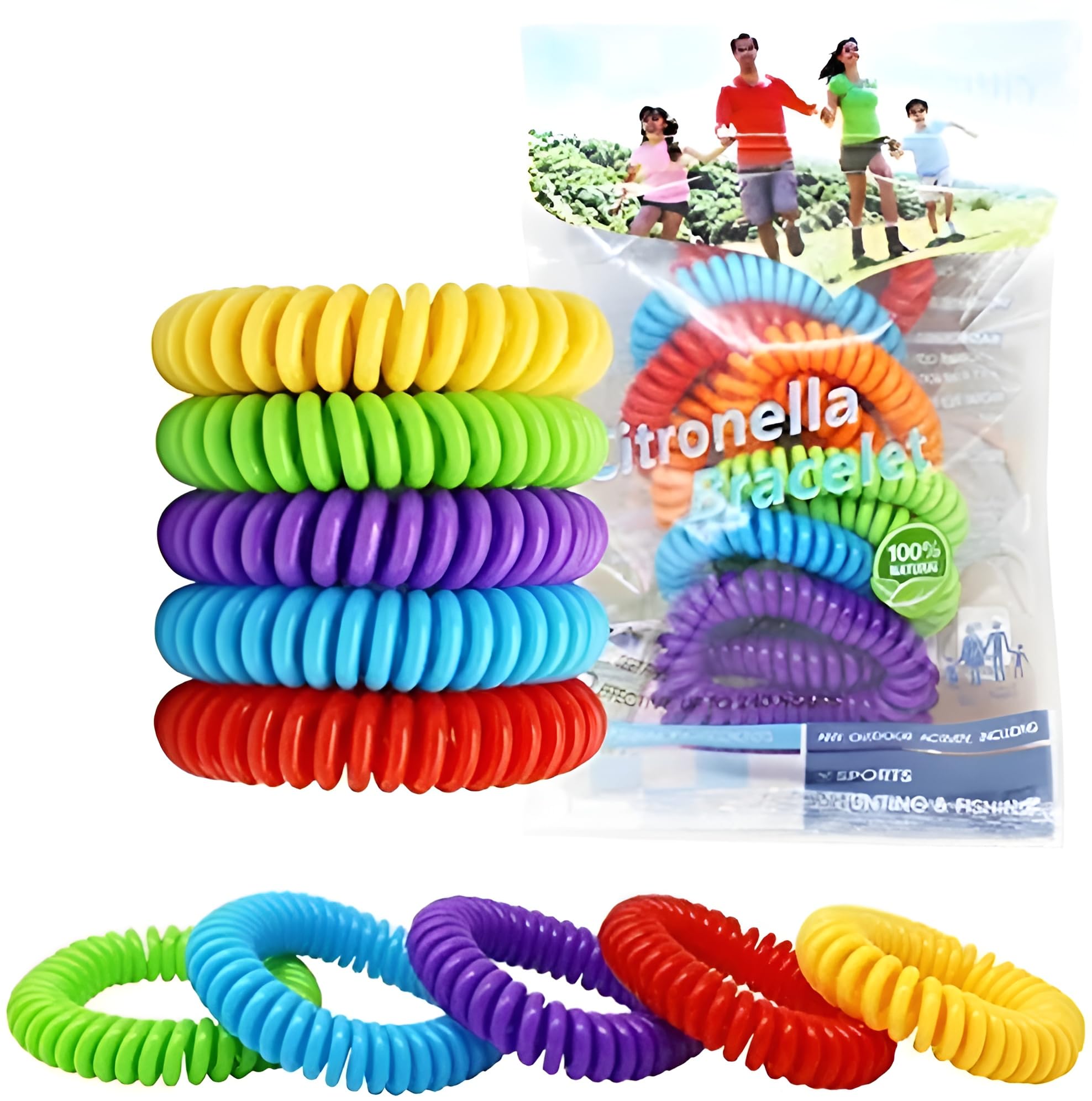 CRIYALE 5-Pack Natural Citronella Mosquito Repellent Bracelets - DEET-Free Stretchy Spiral Wristbands & Ankle Bands - Waterproof Bug Repellent Protection for Kids, Toddler, Adult & Outdoor Activities-picture-33