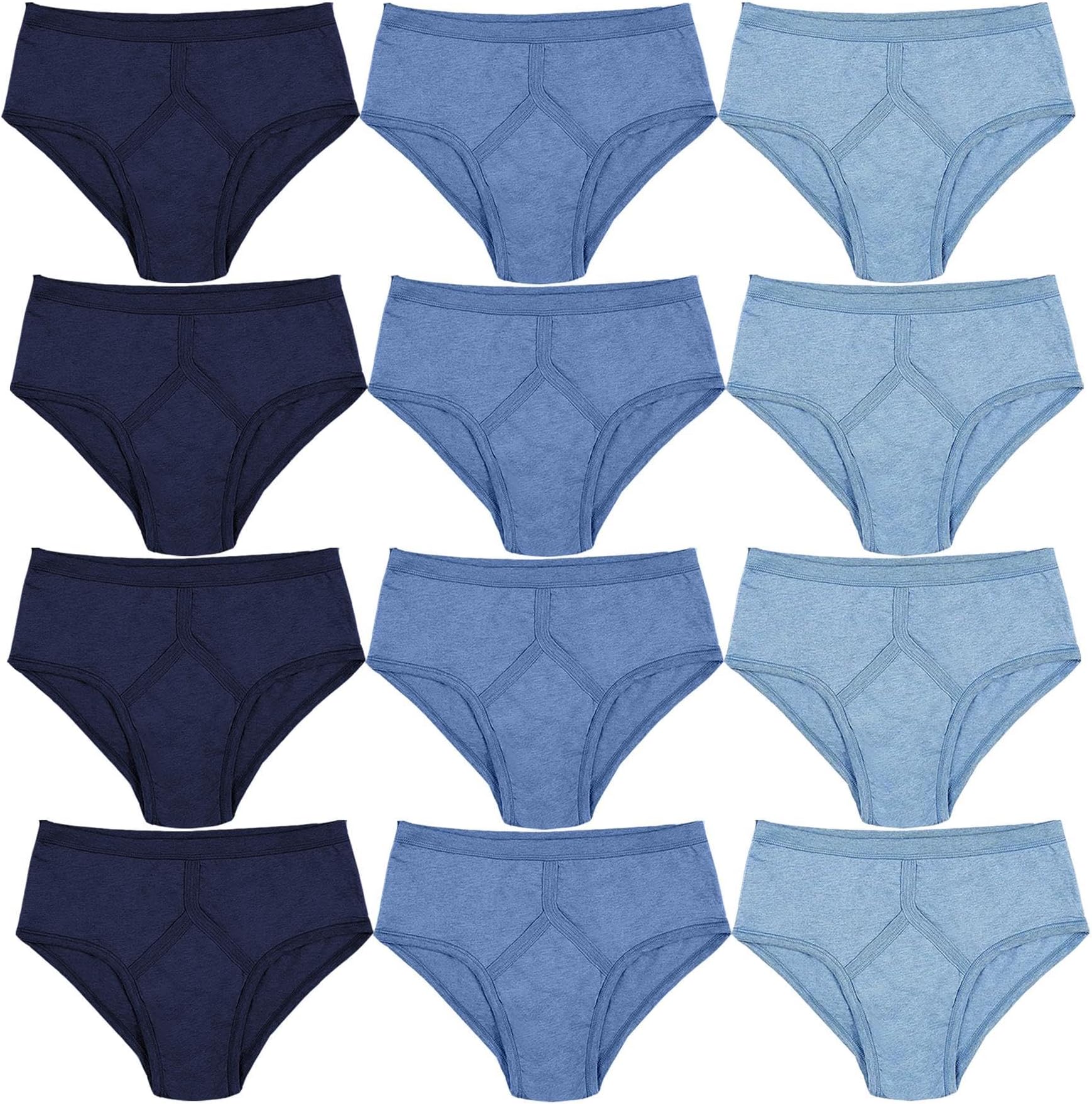 Mens Y-Front Interlock Briefs Underwear, 100% Pure Cotton Traditional Multipack Menswear Pack Of 3, 6, 9, 12 Underpants For Men UK Plus Size S-XXL
