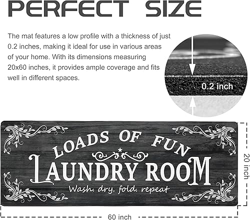 Miniatura 2 de Alfombra de lavandería de 20 x 60 pulgadas, antideslizante, impermeable, para decoración de lavandería, alfombra lavable para lavandería, vestíbulo,