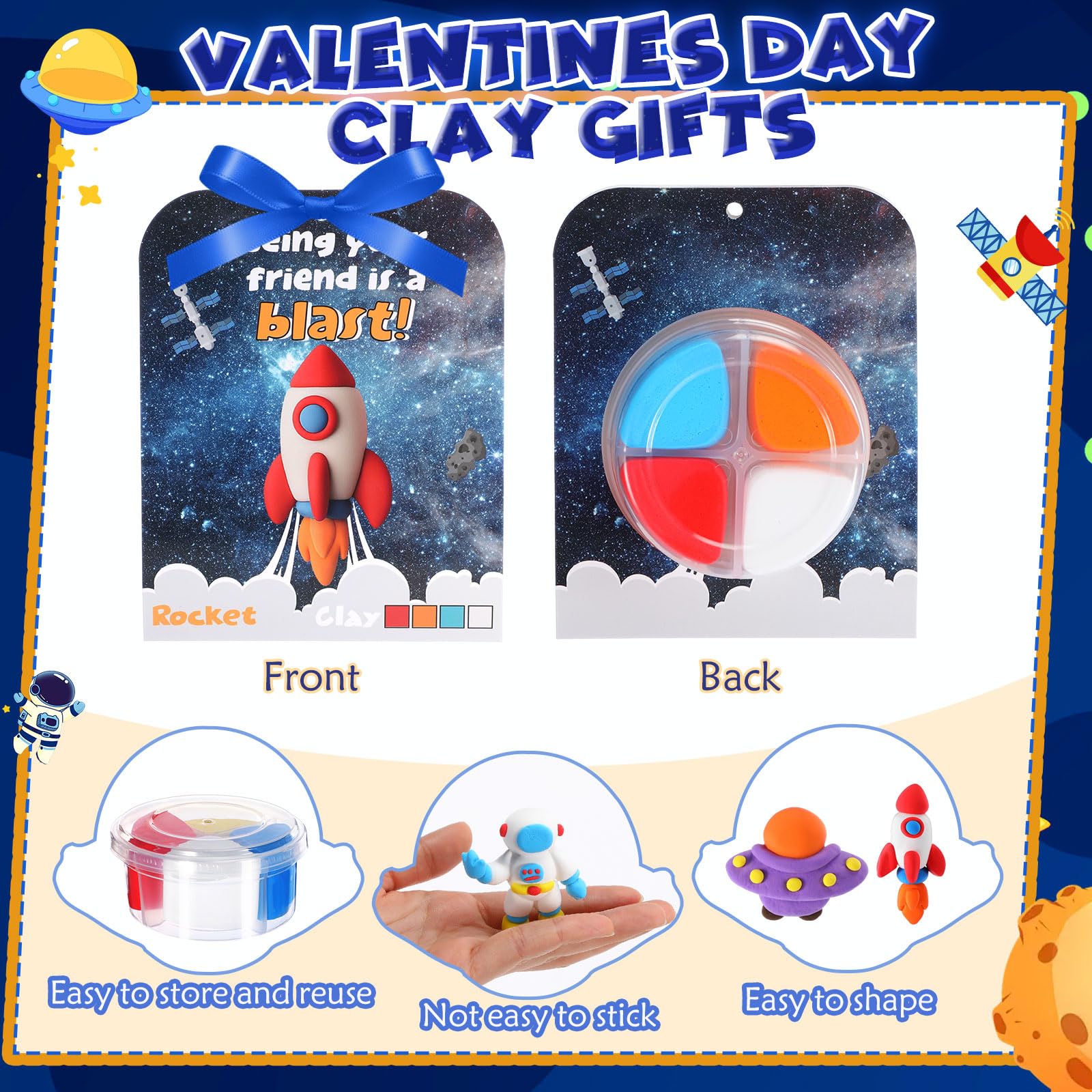 Capoda 30 juegos de arcilla de secado al aire espacial, kit de manualidades para el día de San Valentín, kit de manualidades para modelado, artes y manualidades, regalos de San Valentín, kits de