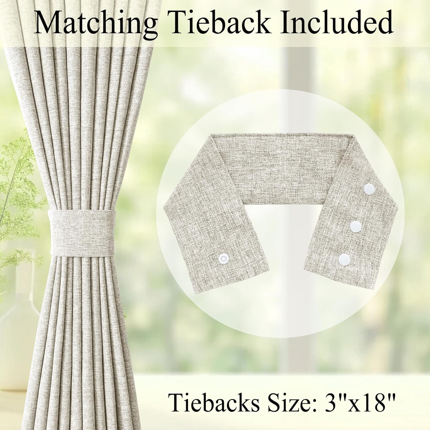 Frelement Linen Curtains for Sliding Glass Doors 200 Inches Wide Grommet Top Curtain Panels Privacy Partition Separator 100% Blackout Drapes for French Door 1 Panel, 200" Wx96L, Ivory White