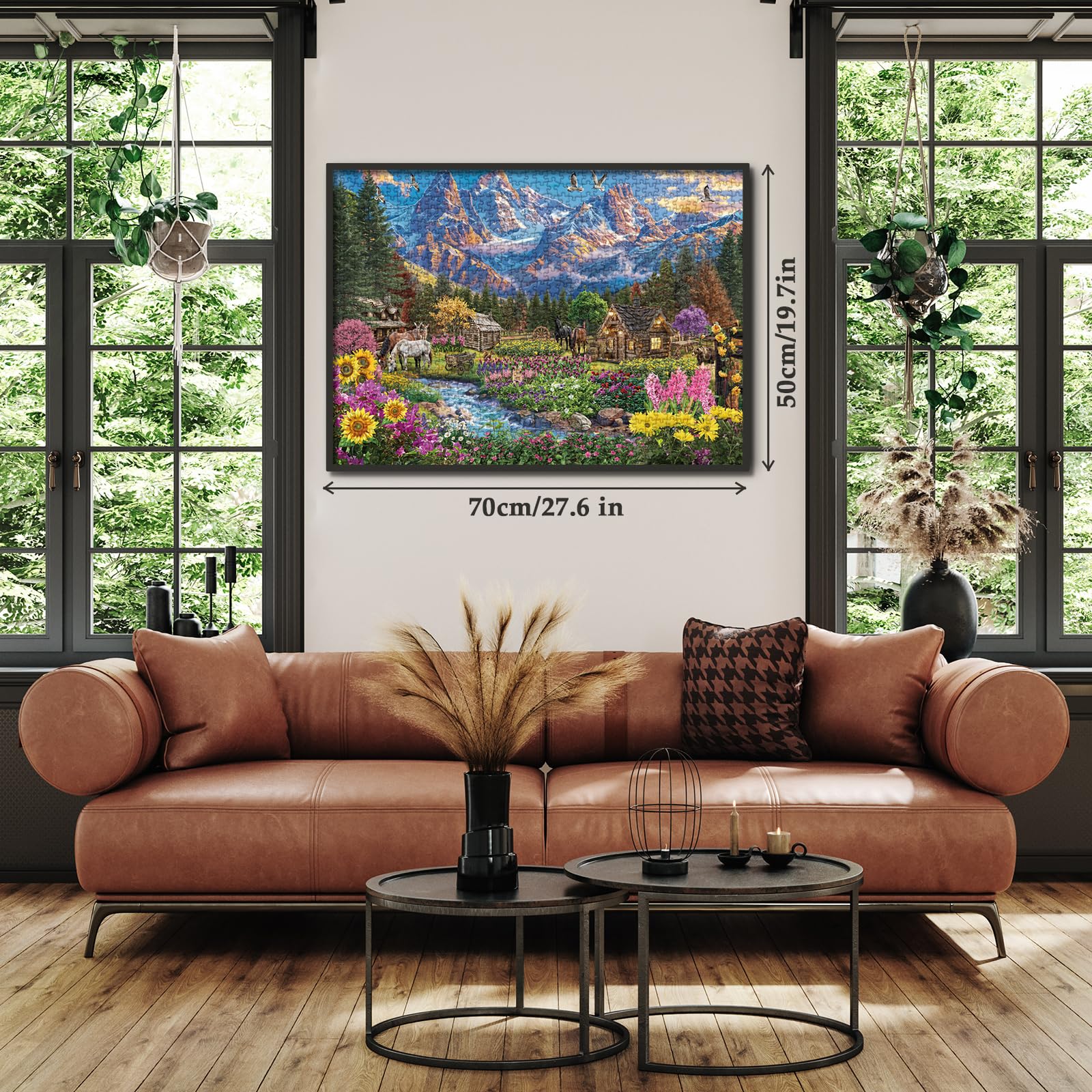 Pretty Scenic Nature Landscape Jigsaw Puzzle 1000 Piece for Adult, Beautiful Sunflower Colorful Flower Jigsaw Puzzles, Funny Horse Aesthetic Plant Puzzle - Image 5