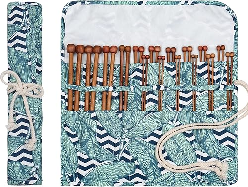 Miniatura 1 de Aeelike Juego de 18 pares de agujas de tejer de bambú, agujas de tejer de madera de 10 pulgadas, agujas de tejer de un solo punto con bolsa