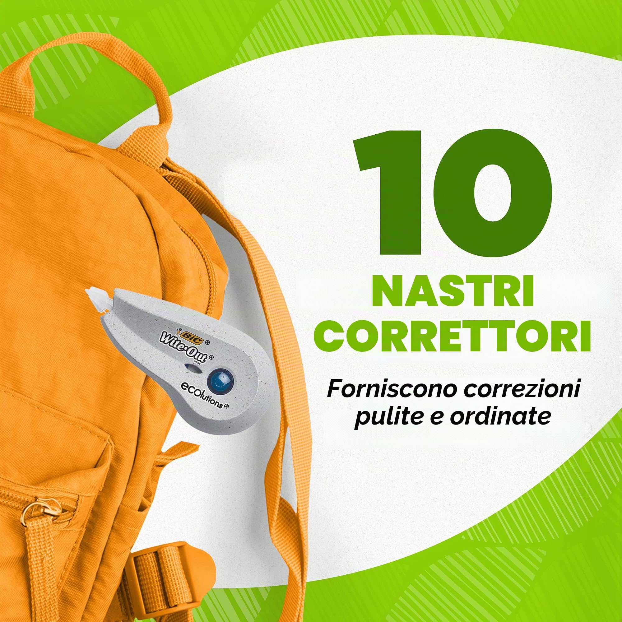 BIC Wite-Out Brand Revolution, mini correttore a nastro, contiene il 56% di plastica riciclata, nastro bianco, confezione da 10