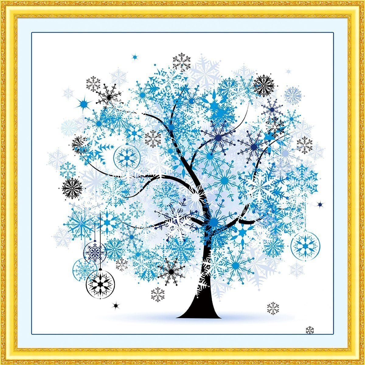 DIY Artwork Embroidery Set - Counted Cross Stitch Kits Flowers Cross-Stitching Needlepoints Kit Home Decor, Four Seasons Happy Tree