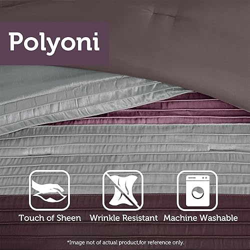 Miniatura 7 de Madison Park - Juego de edredón Amherst, de seda sintética, diseño contemporáneo, fundas y faldón de cama, almohadas decorativas, tamaño Queen (90 x