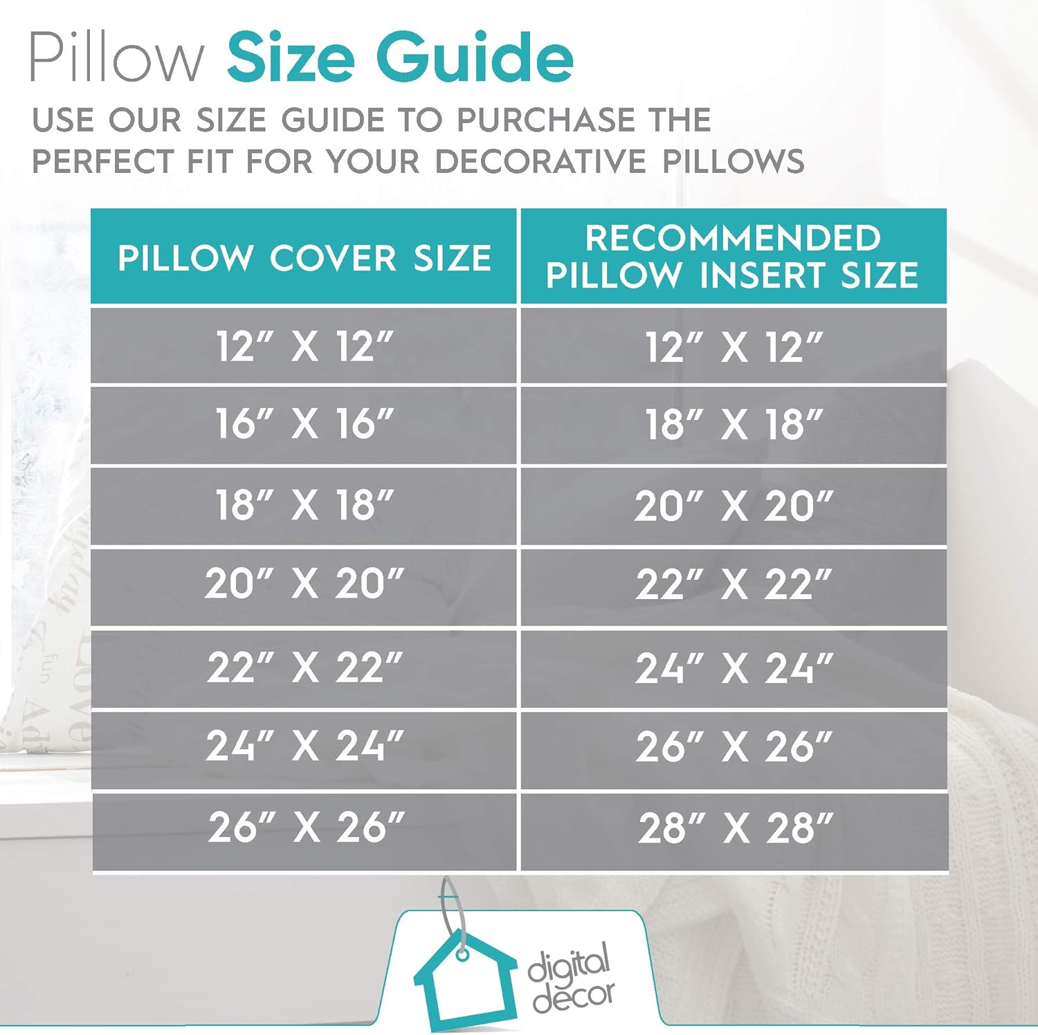 Digital Decor Decorative Throw Pillow Inserts 24x24 Set of 2, Plush Down Alternative Hypoallergenic Cushion Forms for Bed, Couch & Sofa, Made in USA Square Pillow Inserts, White