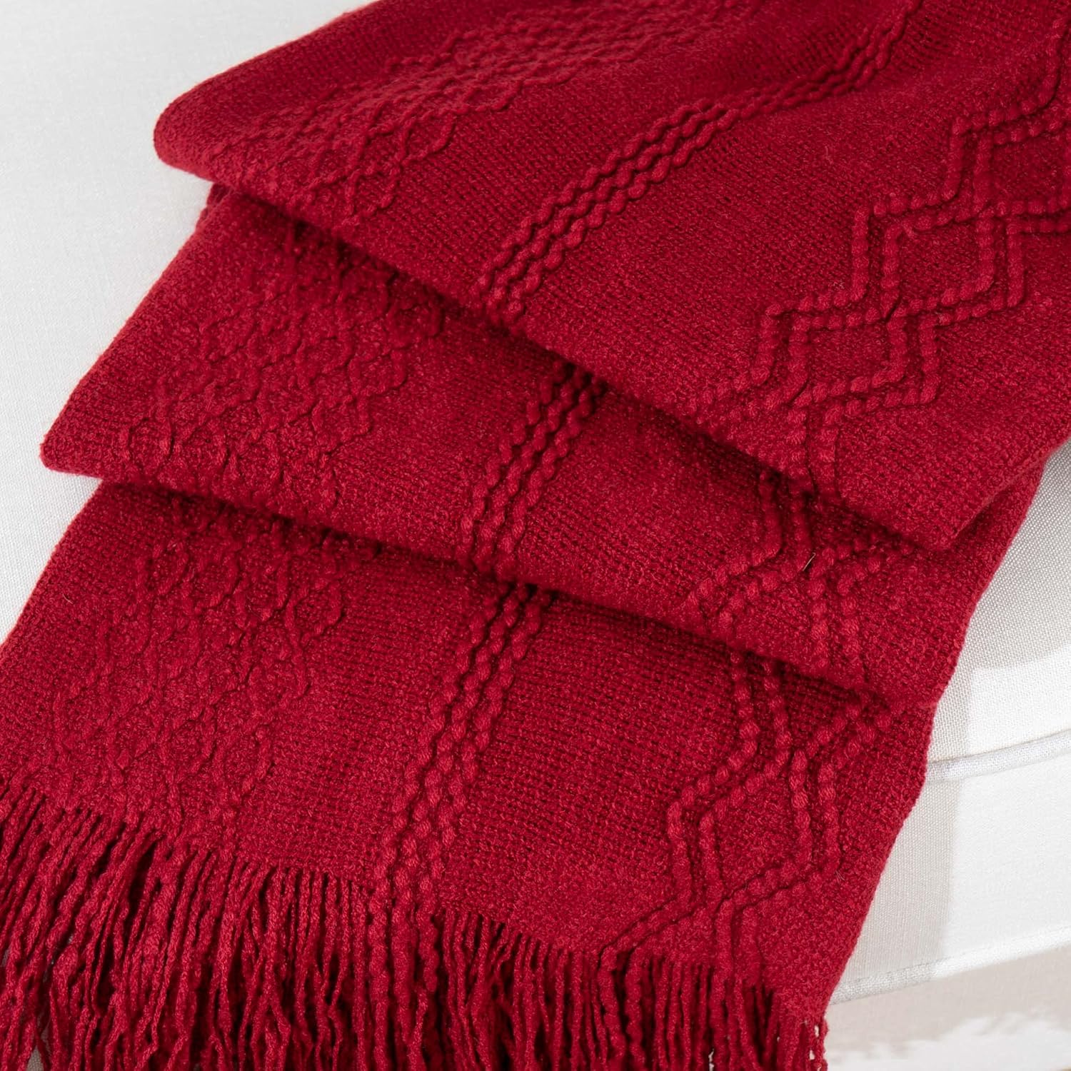 BATTILO HOME Red Throw Blanket for Couch, Soft Decorative Knitted Throw Blanket, Sofa Lightweight Burgundy Throw, 50x60 inches - Image 5