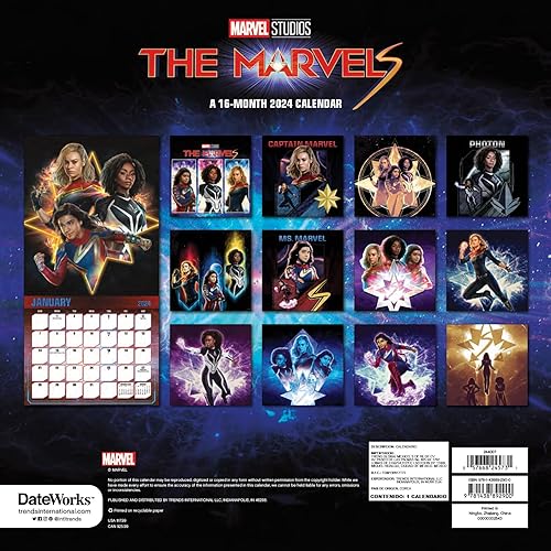 Miniatura 2 de Calendario de Capitana Marvel 2024  Paquete de calendario de pared de lujo de Capitán Marvel 2024 con más de 100 calcomanías de calendario (regalos