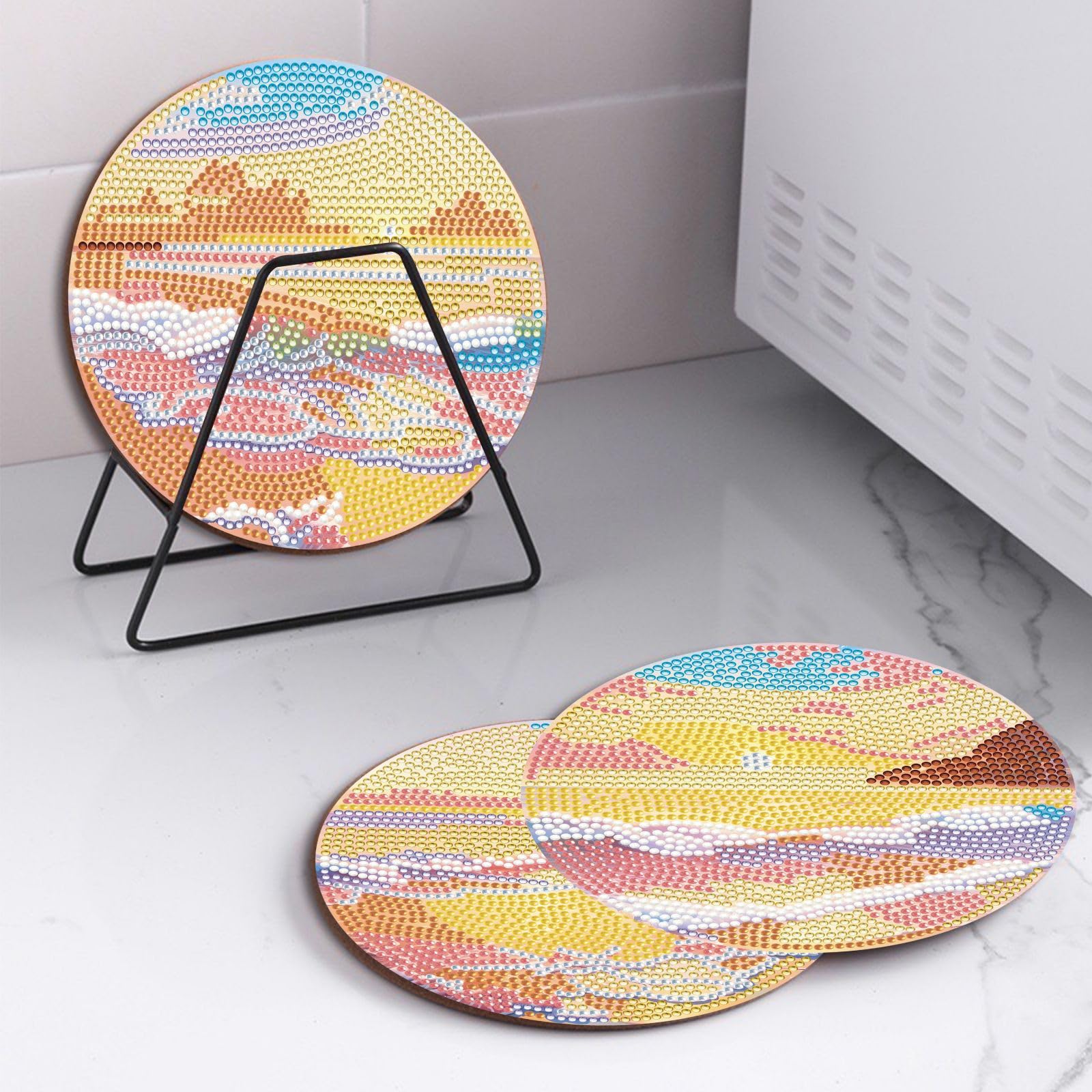 4 Pcs Sets De Table Ronds Antidérapants En Acrylique Pour Du00e9coration De Table H 970131