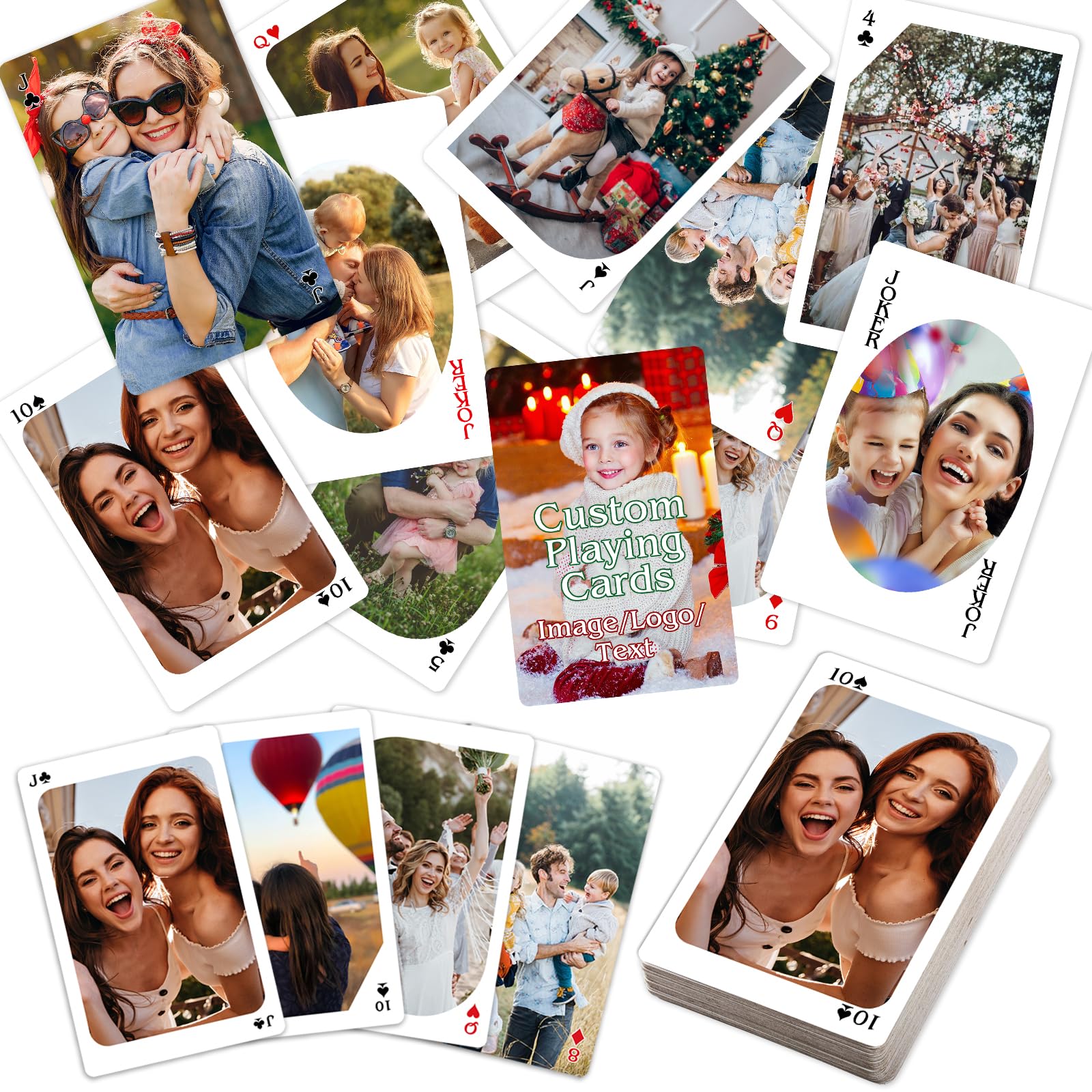 EAQ Personalised Playing Cards with Photo Custom Playing Cards Custom Deck of Cards for Family, Wedding, Friends, Birthday, Party, Gifts