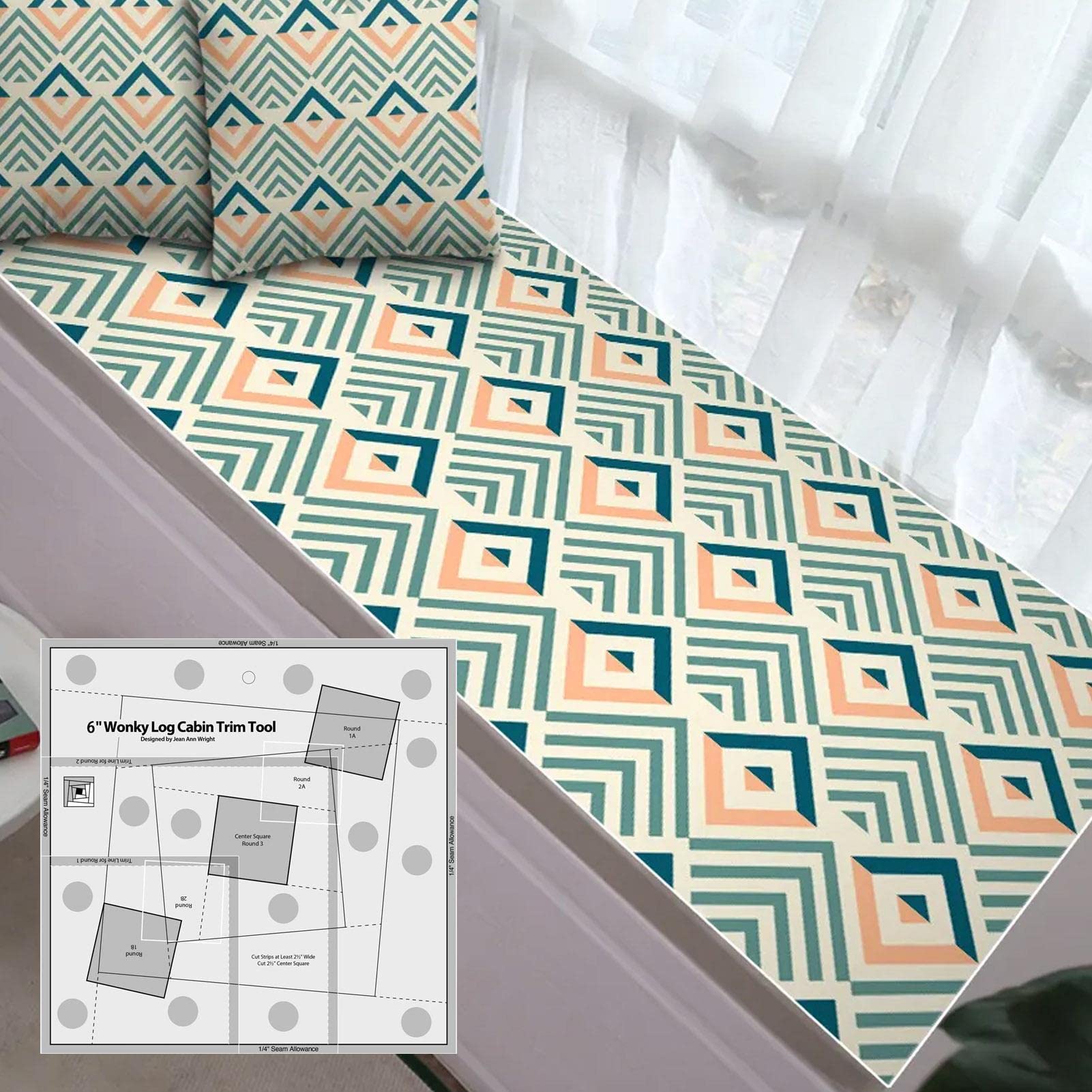 Quilt-Lineal Aus Acryl, 15,2 Cm – Nähvorlage Mit Diagonalem Design Für Patchwork, Handwerk & DIY