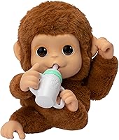 Little Live Pets Baby Monkey Mango Interactive Plush Toy - 50+ Sounds, Reactions, Bottle & High Chair Playset for Kids 4+