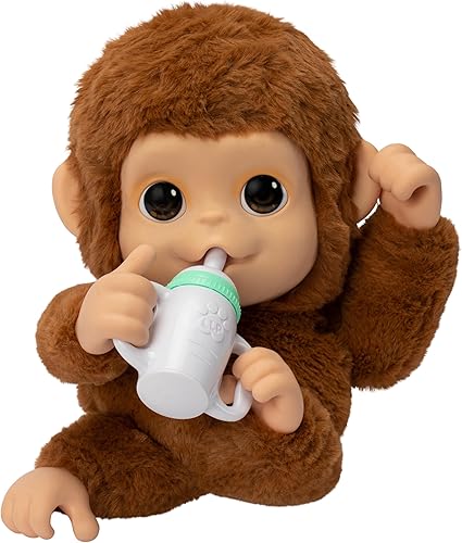 Little Live Pets My Baby Monkey Mango, 50+ Sounds and Reactions, Plush Interactive Monkey Toy Set with Accessories, Interactive Pets for Kids Ages 4+