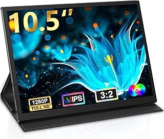 モバイルモニター 10.5インチ 小型ディスプレイ FHD1280P 3:2 100%sRGB広色域 小型ポータブルモニター 超軽量350g 極細ベゼル IPS178°視野角 保護カバー Type-C/HDMI PC/PS4PS5/Switch/Phone/Macなど対応