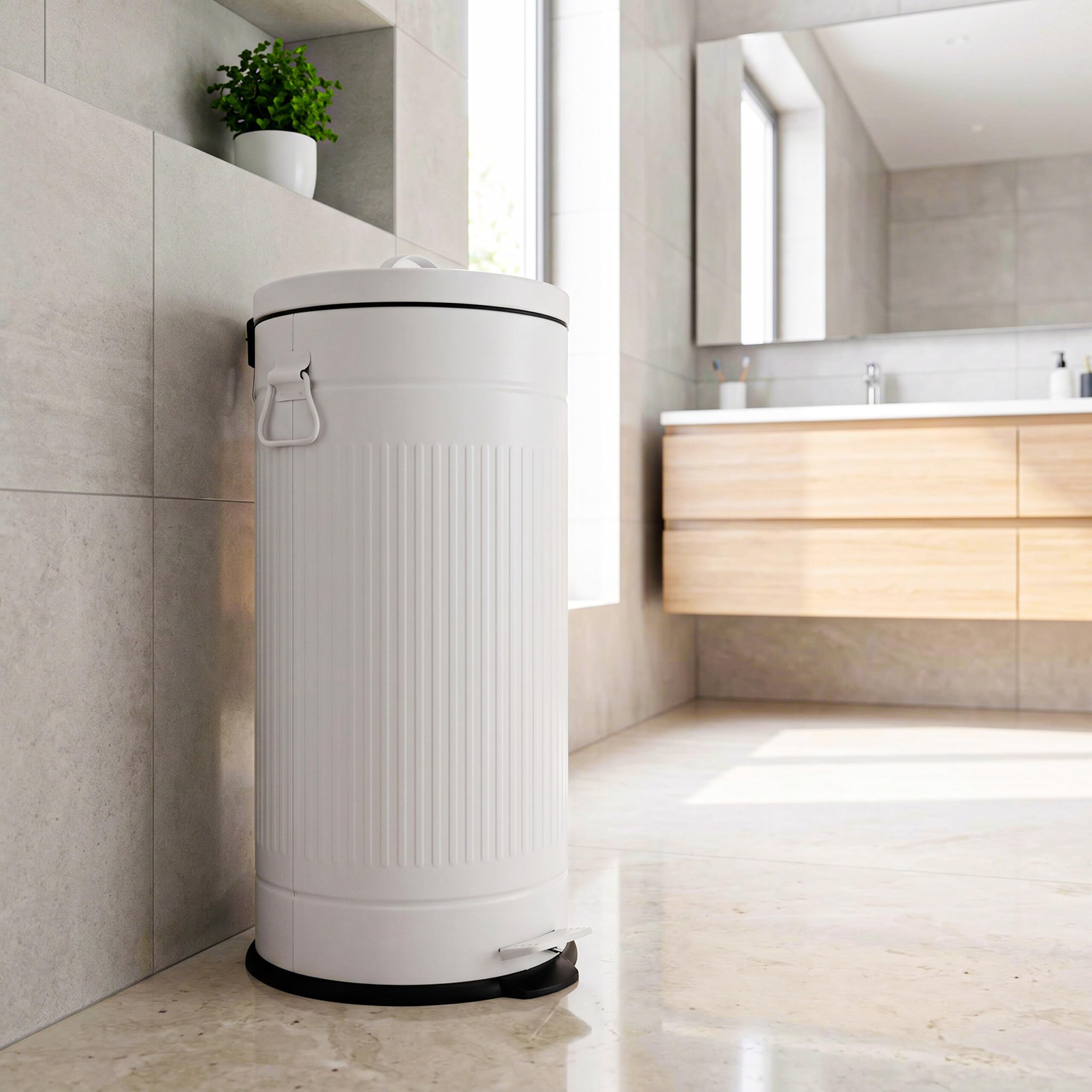 Relaxdays Cubo de basura, 30 l, cocina, cubo extraíble, beige