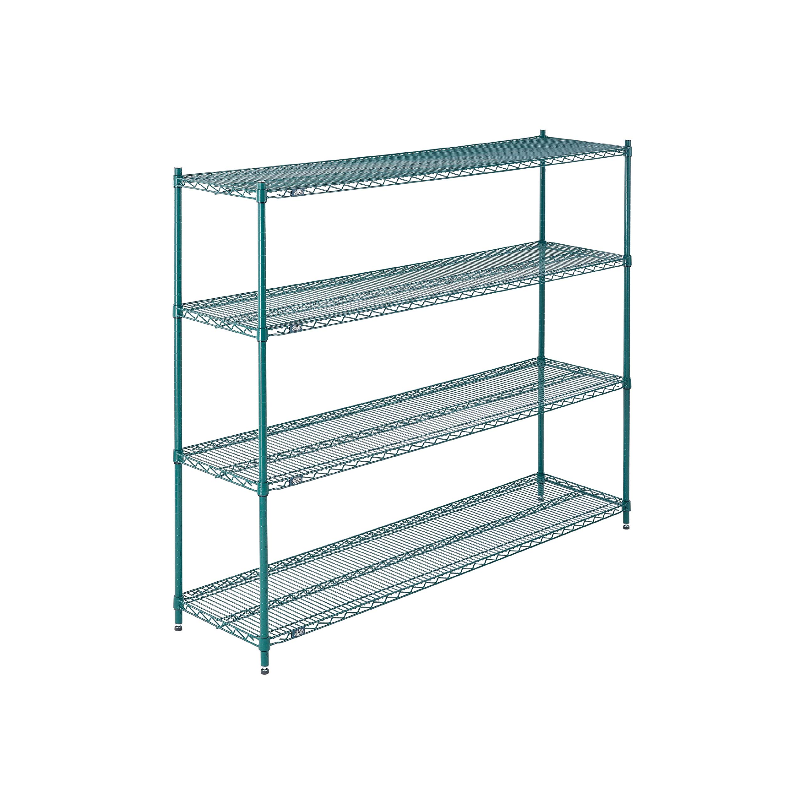 Nexel Poly-Green Adjustable Wire Shelving Unit, 4 Tier, Heavy Duty Commerical Storage Organizer Wire Rack, 18