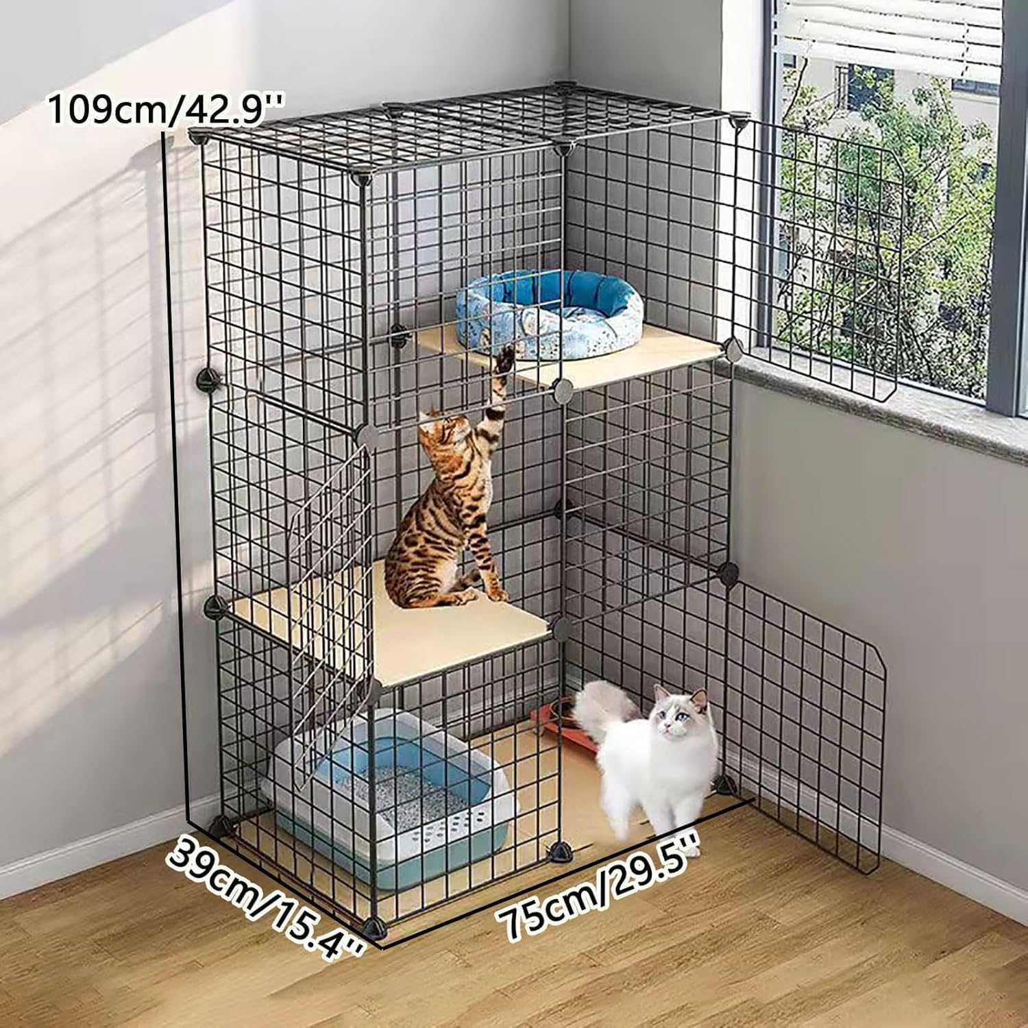 Gabbia for Animali – Smontabile, for Piccoli Animali Domestici e Cuccioli(75x39x109cm)