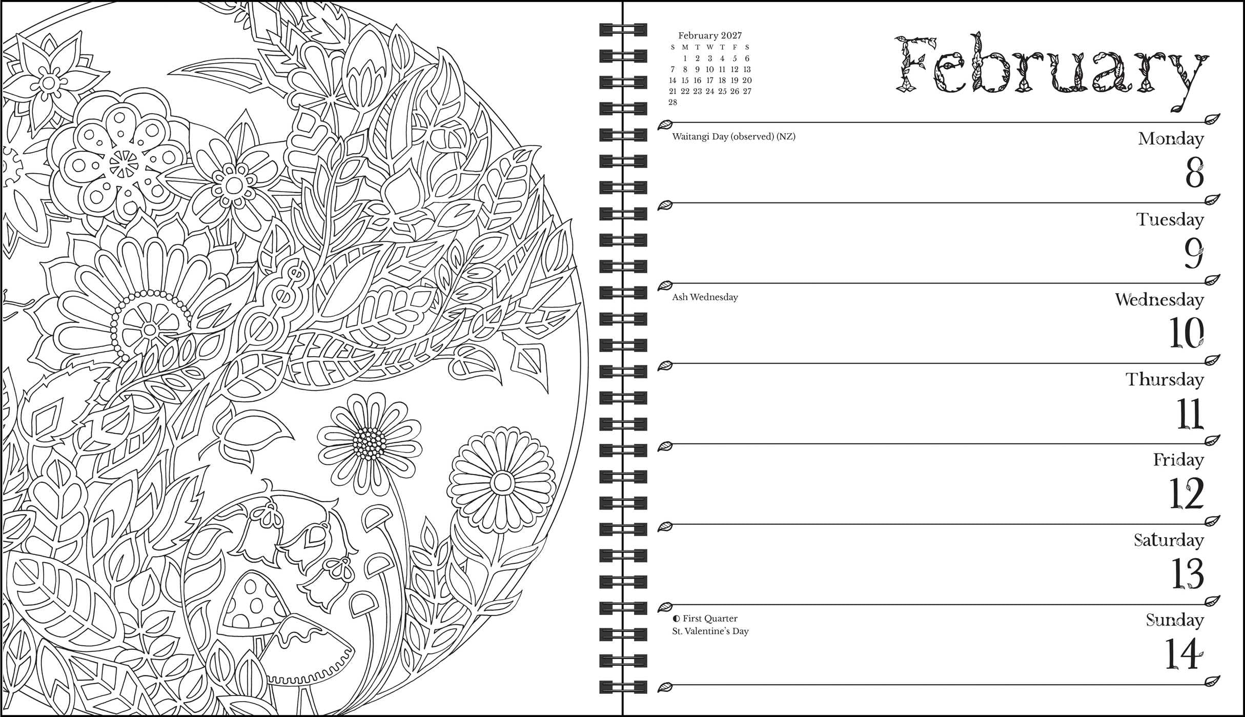 Johanna Basford 2027 Weekly Coloring Calendar