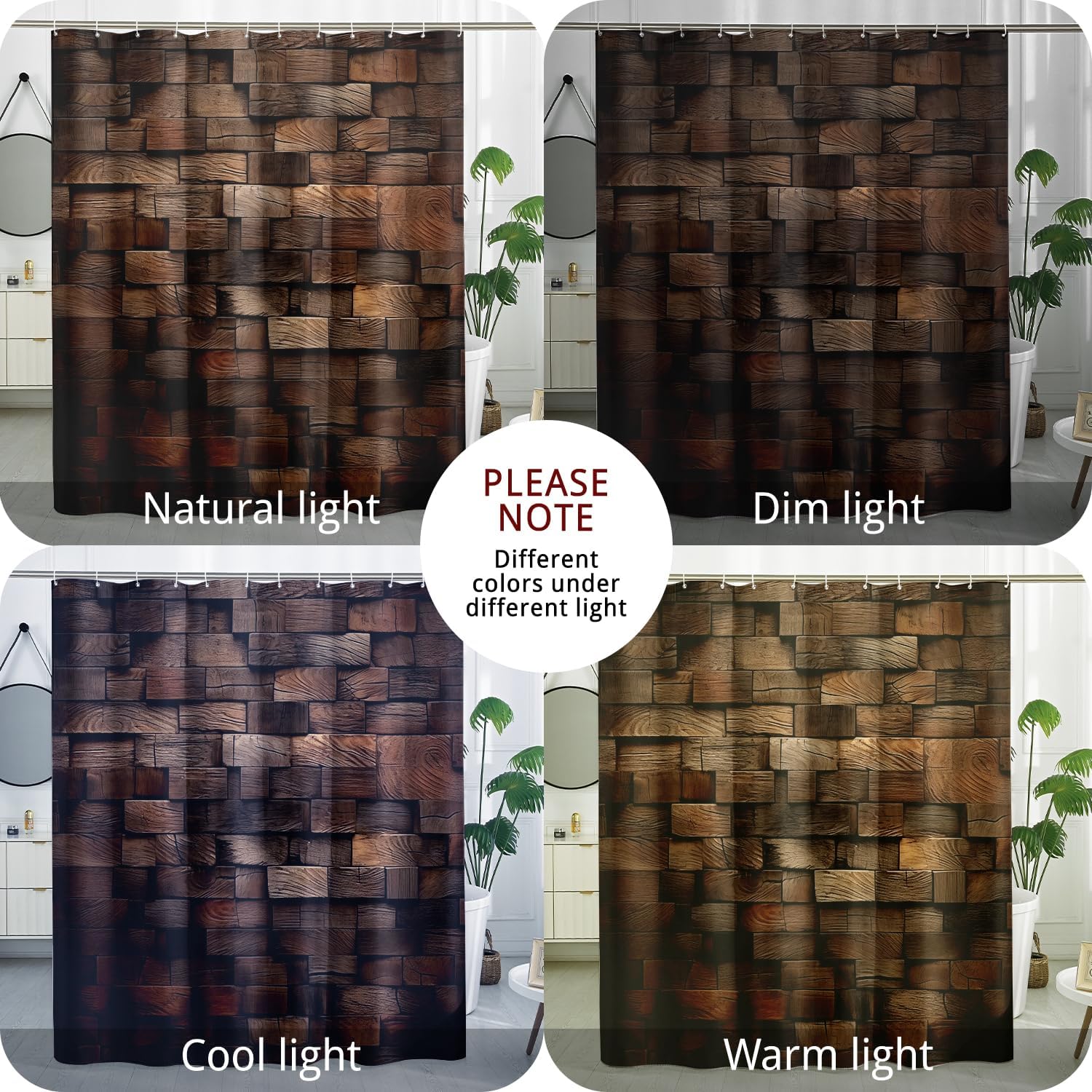 Brown Rustic Wood Shower Curtain Set, Farmhouse Style Wooden Shower Curtain Vintage Country Bathroom Decor Polyester Fabric-72" x 72"