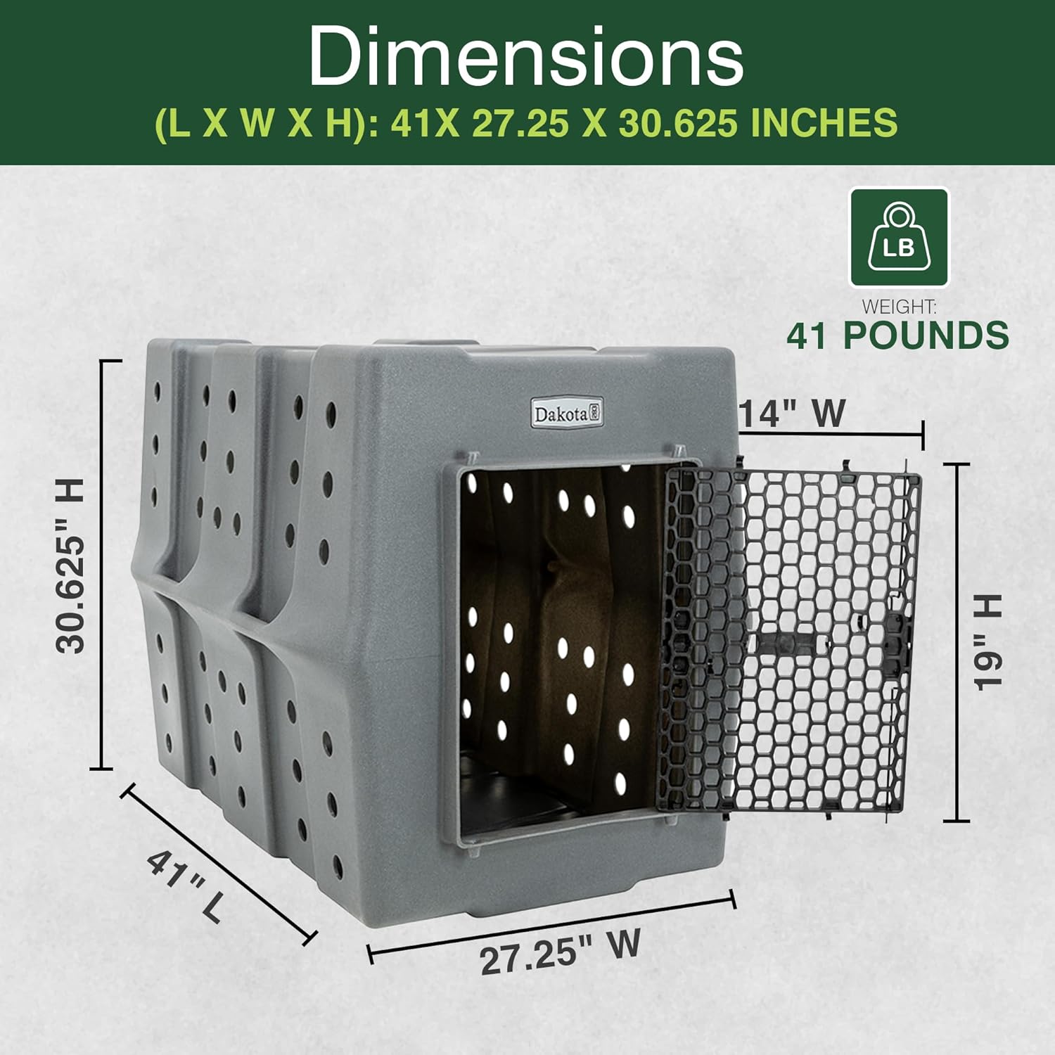 Dakota 283 Canine Rough and Tough Economy Dog Crate w/ Removable Two-Way Door - Heavy Duty Outdoor Kennel for XL Breed Dogs (Dark Granite, Extra Large)