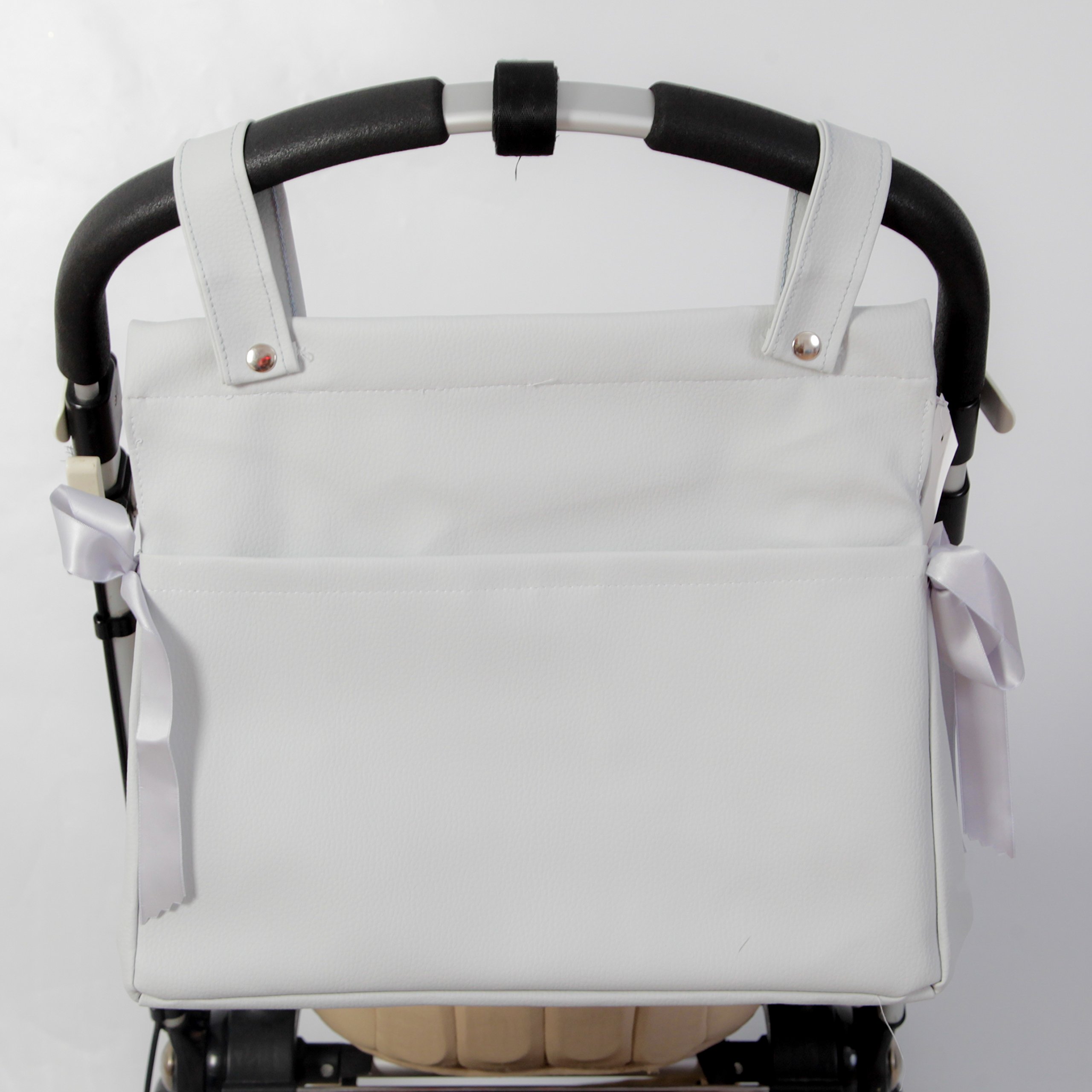 Danielstore Bolso Carro Bebe Bolso Organizador Bebé Bolso Maternidad para colgar al Carro con Dos Asas Cortas Talega Polipiel Carrito Bebe (Gris)