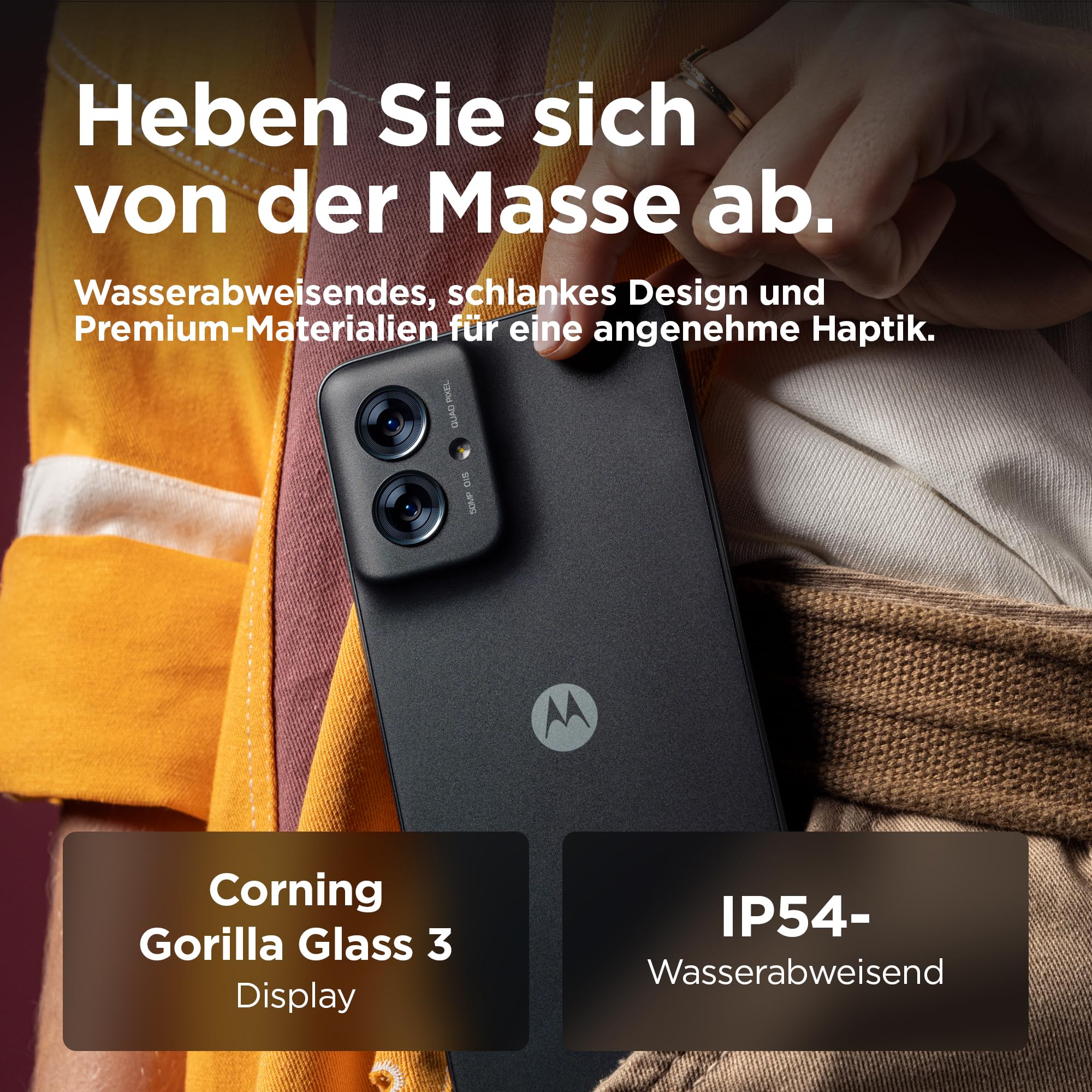 Motorola Moto g55 5G Smartphone (kratzfestes 6,49"-FHD+-Display, 50-MP-Kamera, 8/256 GB, wasserabweisendes Design, 5000 mAh, Android 14) Forest Grey, inkl. Schutzcover