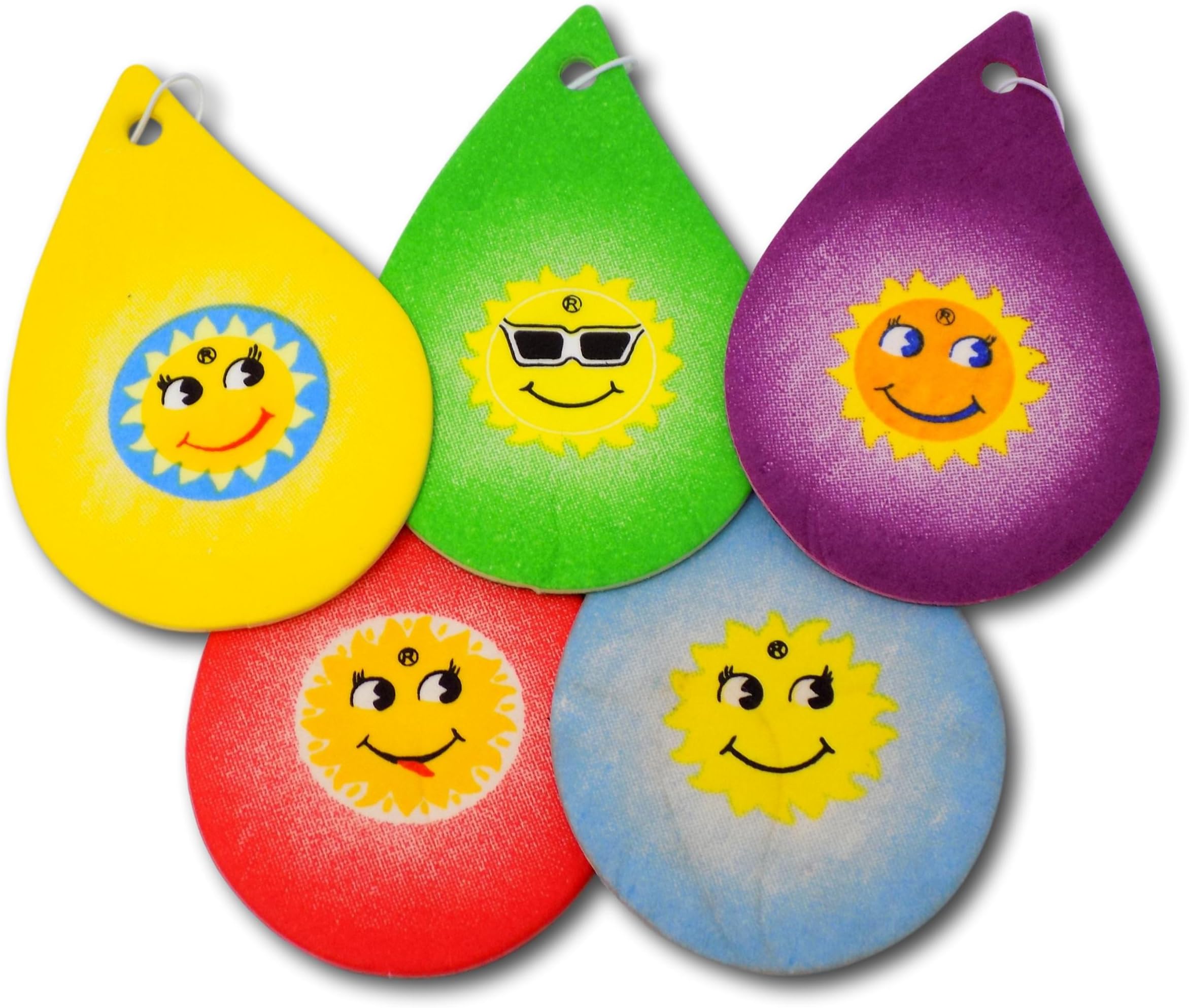 EPOSGEAR 5 Pack Assorted Tear Drops Design Car Air Fresheners - 5 Scent Variety Pack - With Elastic Hanging Loop
