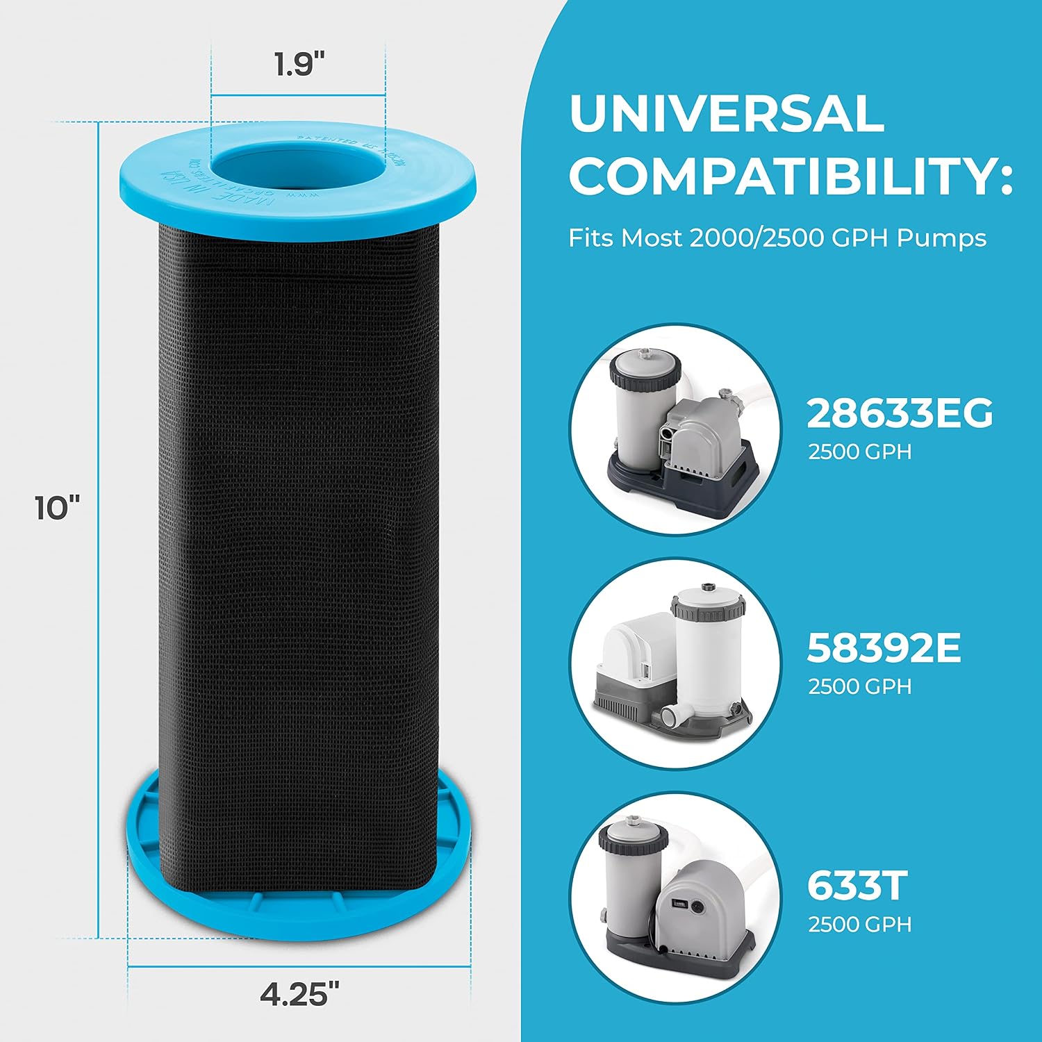 Orca Filters Reusable Pool Filter – Above Ground Pool Filter with Patented PureBlue Filtering – Type B Pool Filter – Durable, Chemical-Resistant Swimming Pool Filters