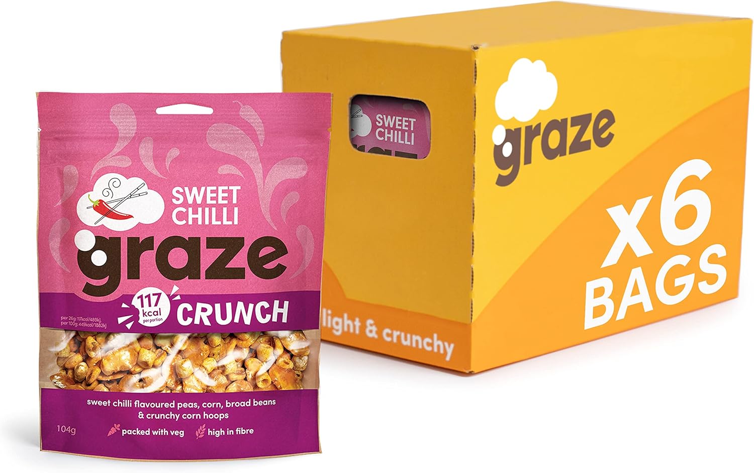 Graze Sweet Chilli Crunch Vegan Savoury Healthy Snacks Sharing Bags