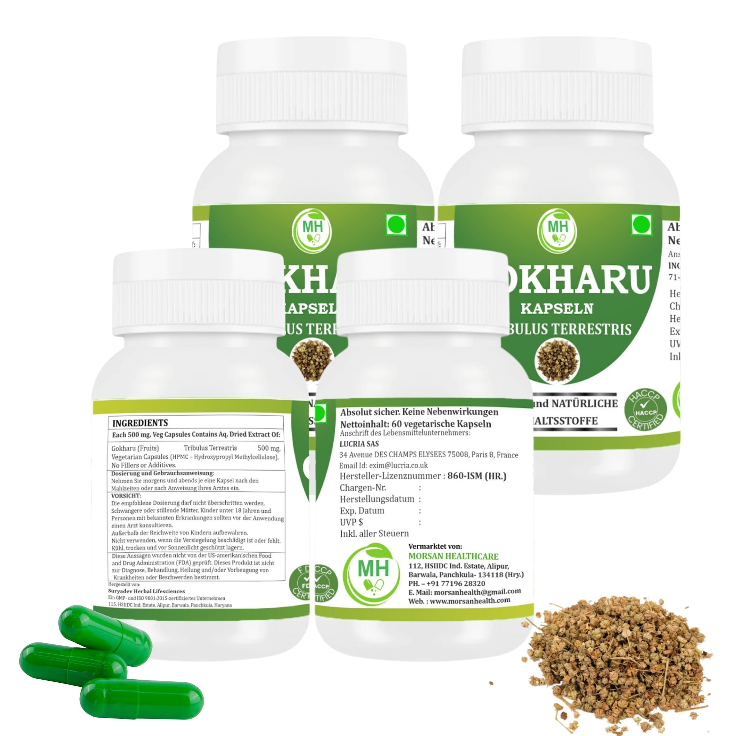 Gokharu Kapseln 500 mg | Tribulus Terrestris 10:1 Extrakt | Unterstützt Immunsystem und Leistungsfähigkeit | Bio und natürlich | 240 vegetarische Kapseln (4 Packung)
