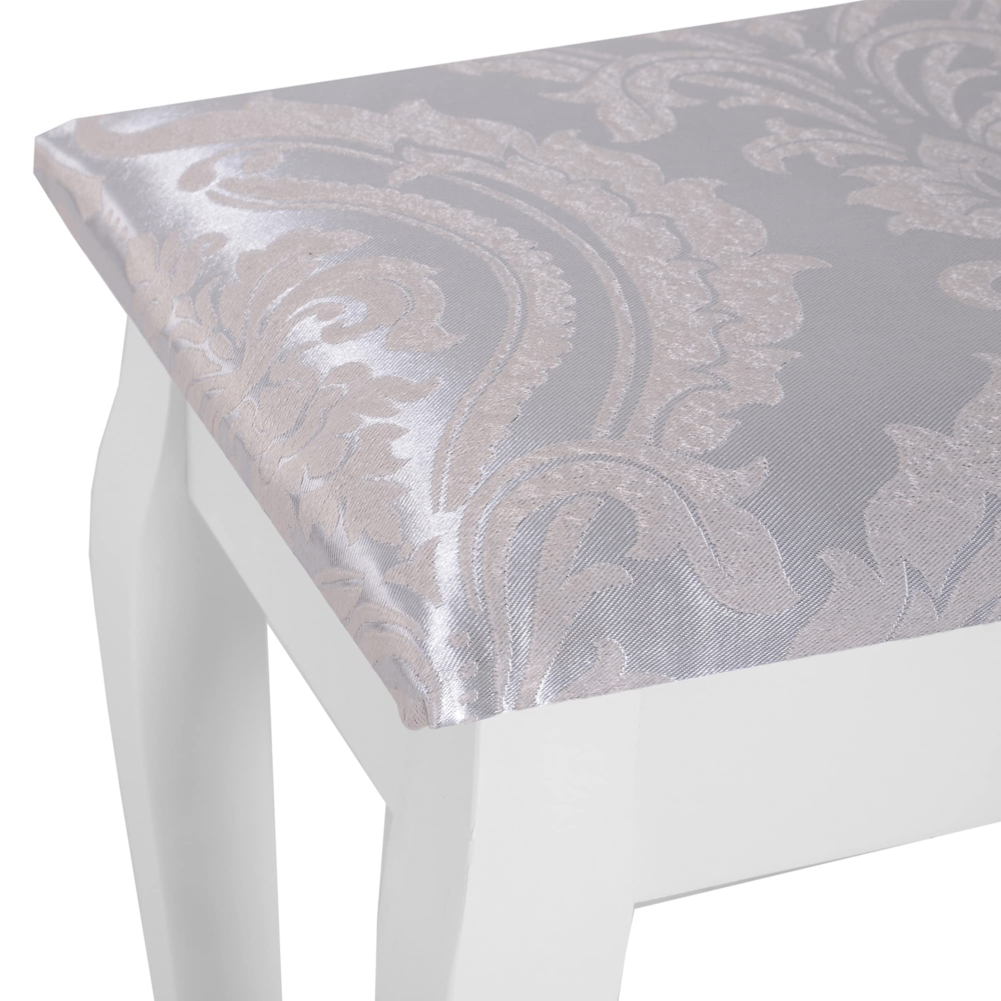 HOMCOM Tocador + Taburete y Espejo Mesa Maquillaje 5 Cajones Mesa MDF Estilo Colonial (Blanco)