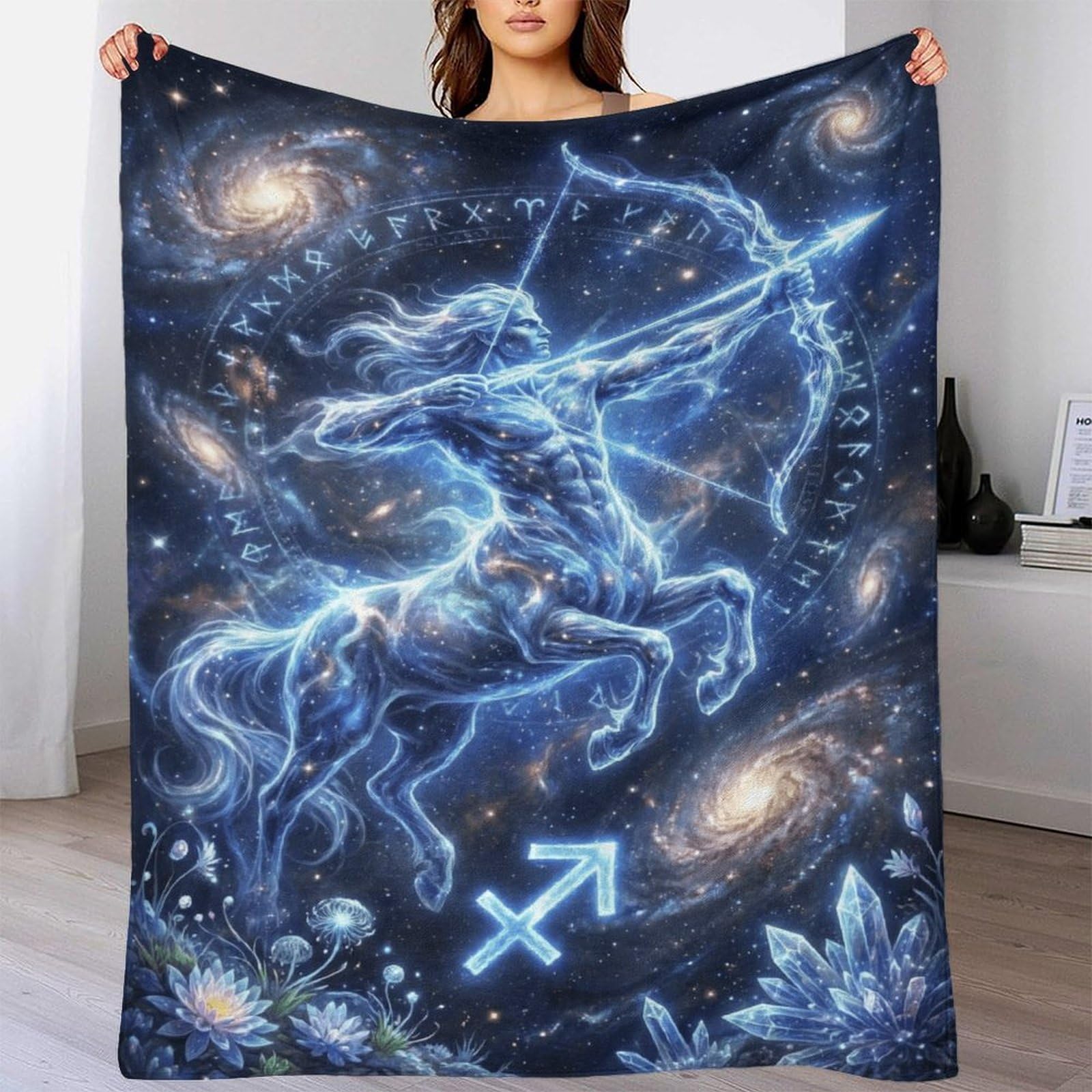 W7C8U2X3 Sagittarius Zodiac for for Flannel Throw Blanket, Office Nap Use